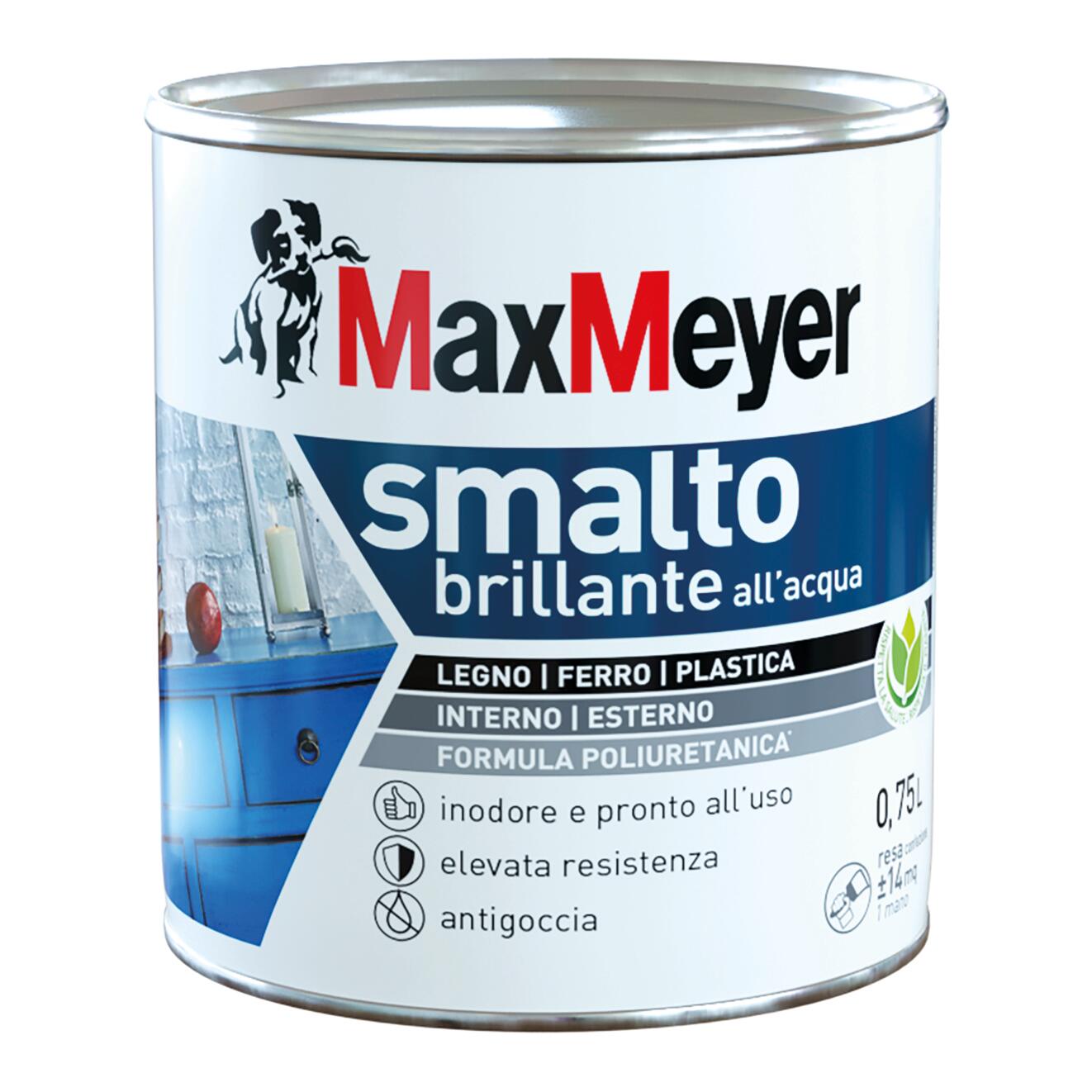 Vernice da esterno antigoccia per legno e ferro e plastica MAXMEYER poliuretanico bianco lucido, 0.75 l - 3
