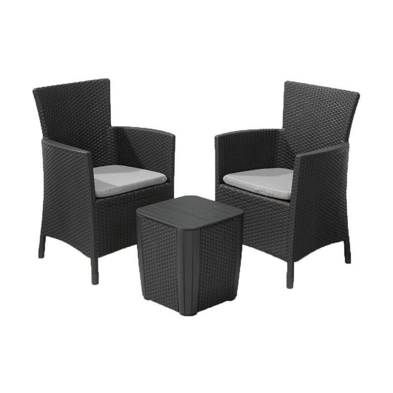 Salotto da giardino per 2 persone antracite Iowa KETER con cuscini in poliestere grigio - 6