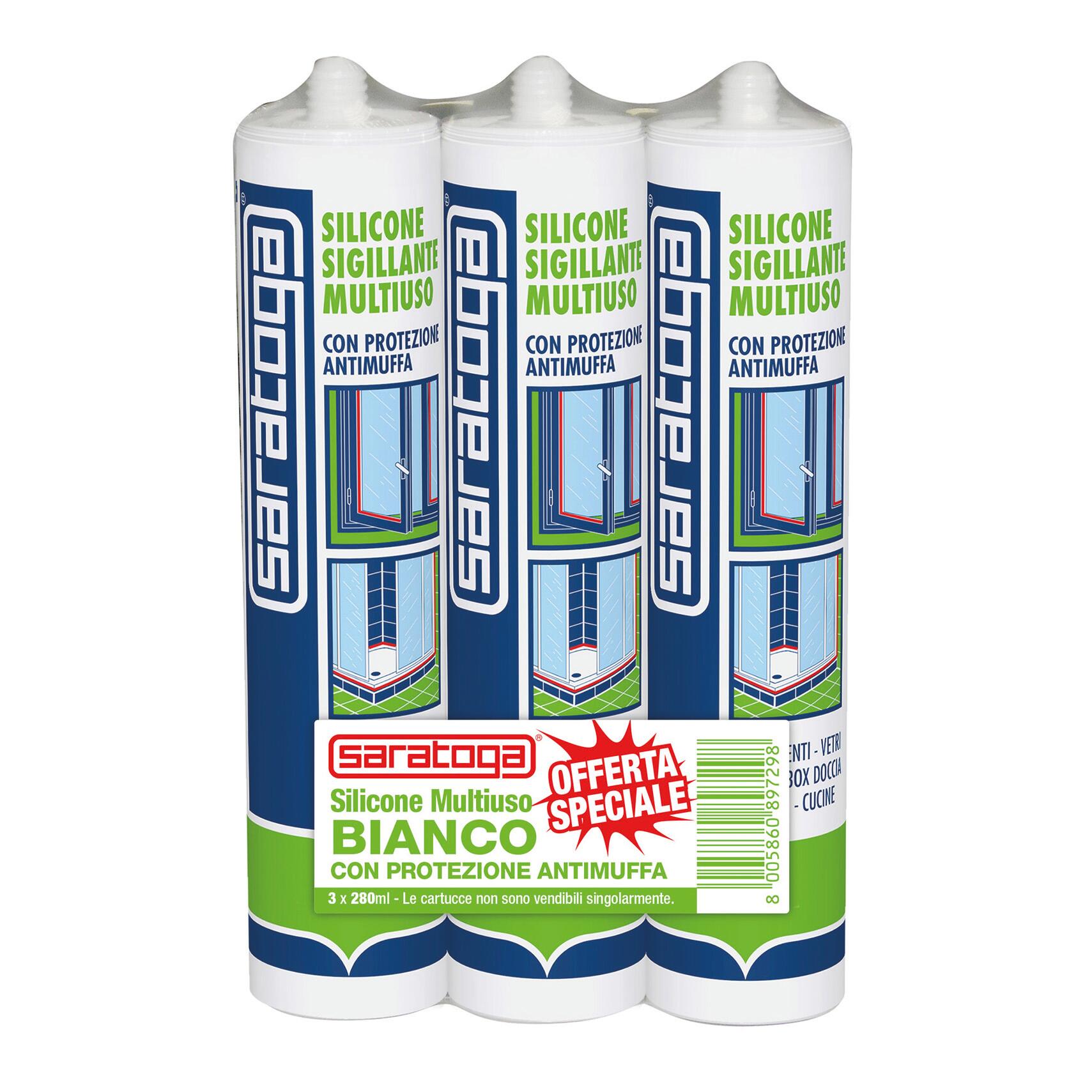 Silicone sigillante SARATOGA Bagni e Cucine Tris Pack  bianco 280 ml - 2