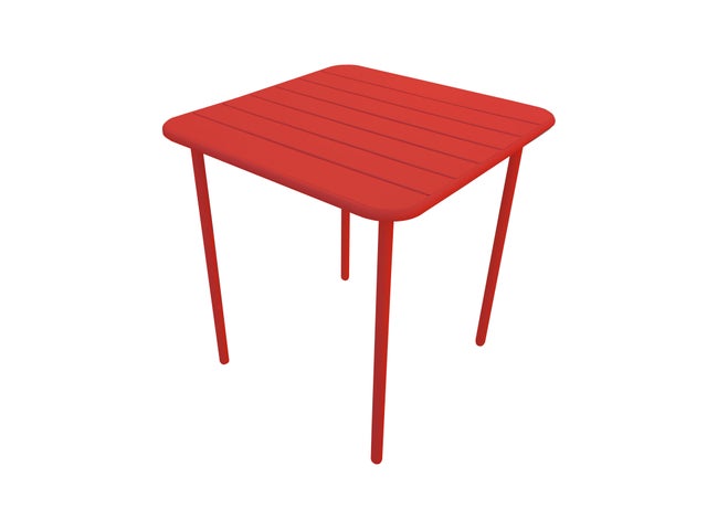 Tavolo da pranzo per giardino Cafe struttura in acciaio con piano in alluminio rosso per 2 persone 70x70cm