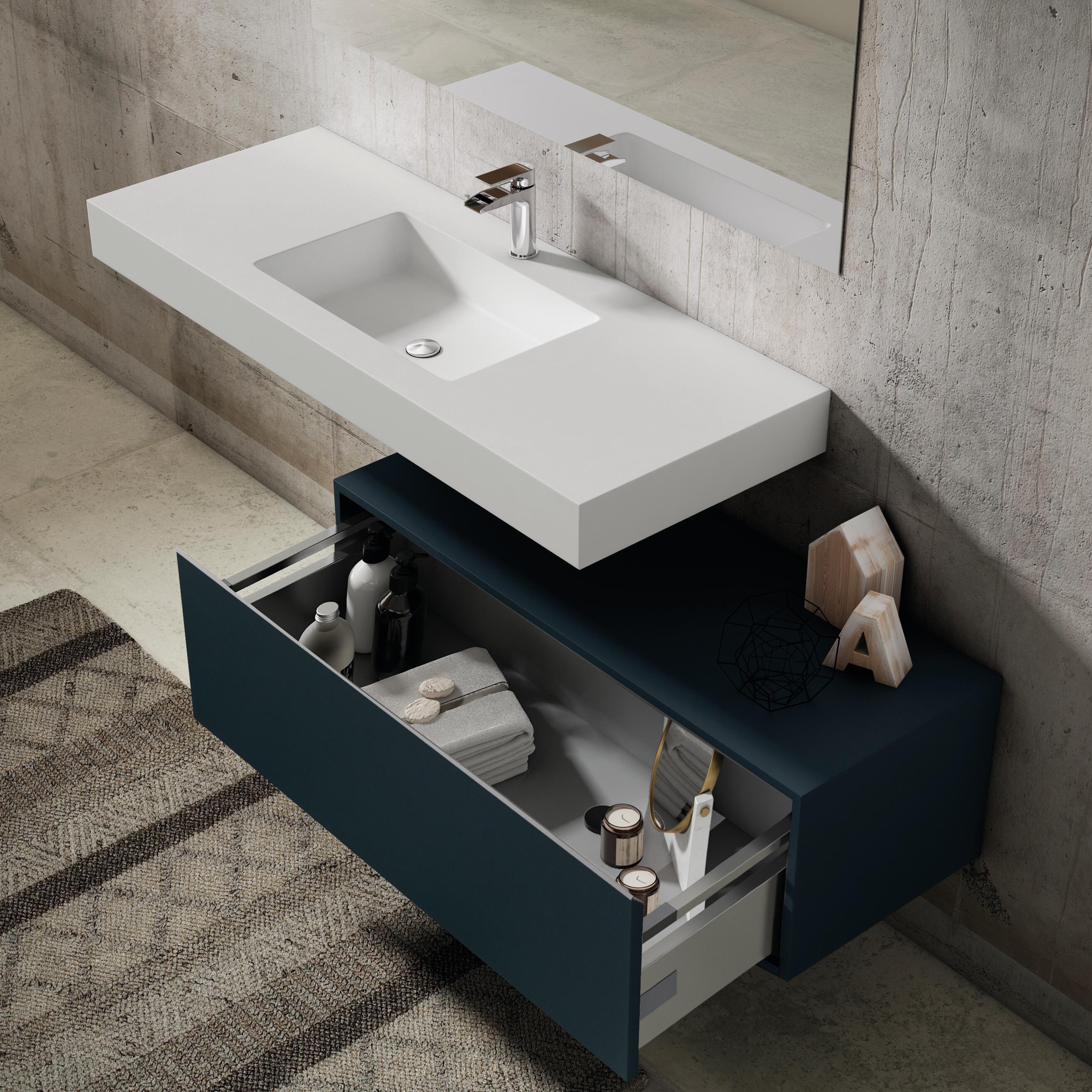 Cassettone da bagno ELEMENT VISOBATH 1 cassetto P 46.1 x L 99.5 x H 34.5 cm azul navy laccato truciolare - 2