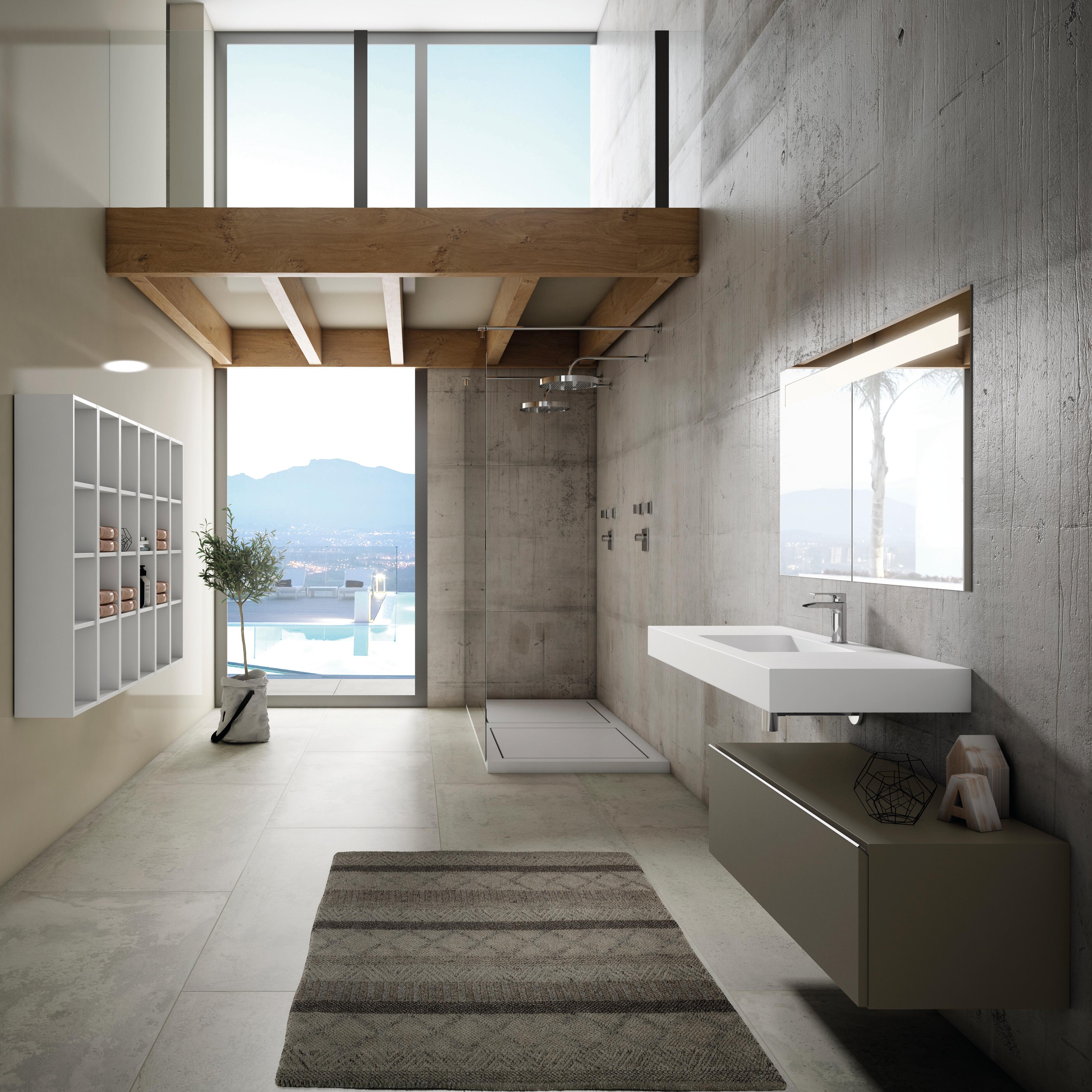 Mobile da bagno sospeso sotto lavabo L 100 x H 35 x P 45 cm marrone laccato opaco, 1 cassetto VISOBATH element - 3