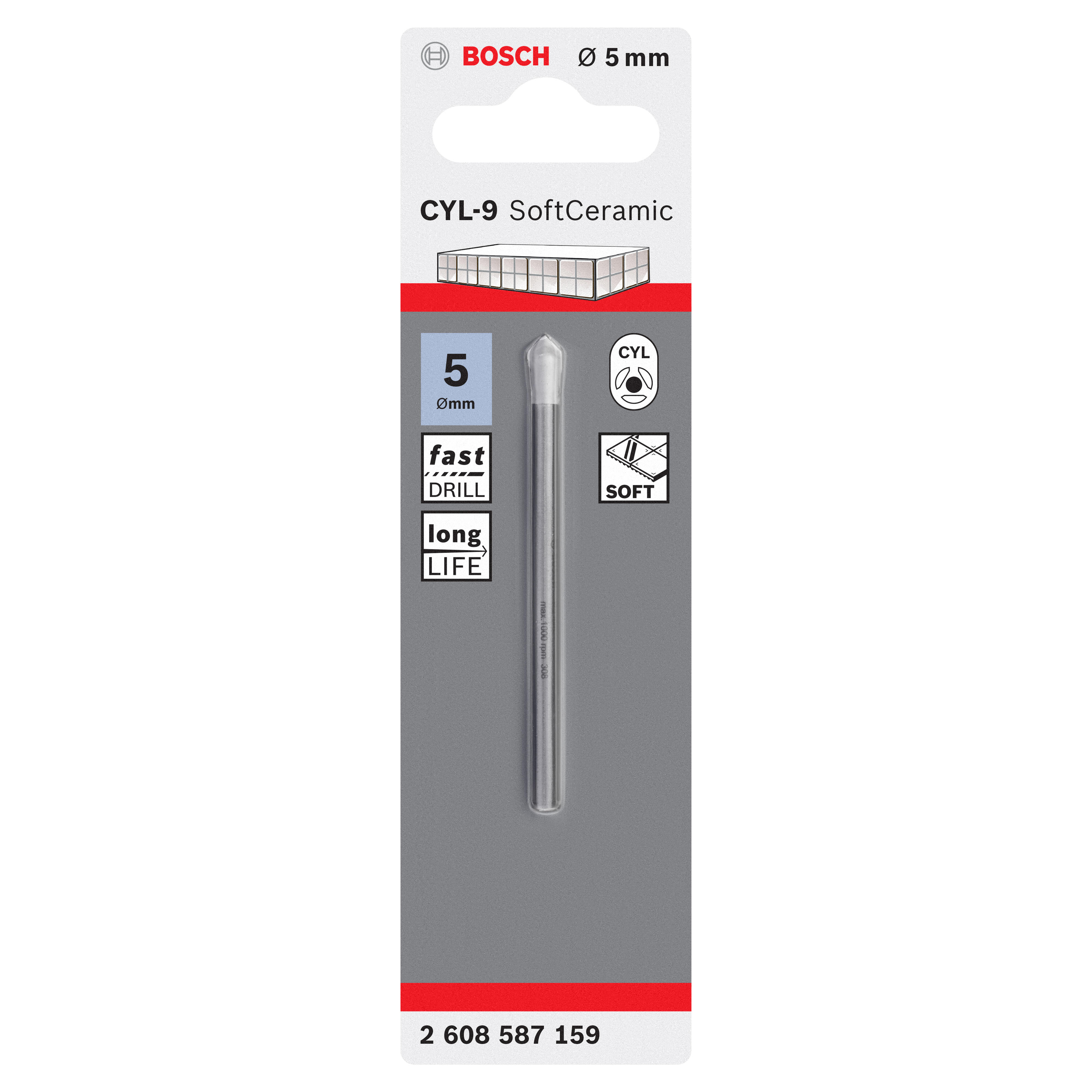 Wiertło do płytek ceramicznych CYL-9 SOFTCERAMIC 5x70 mm Bosch - 5