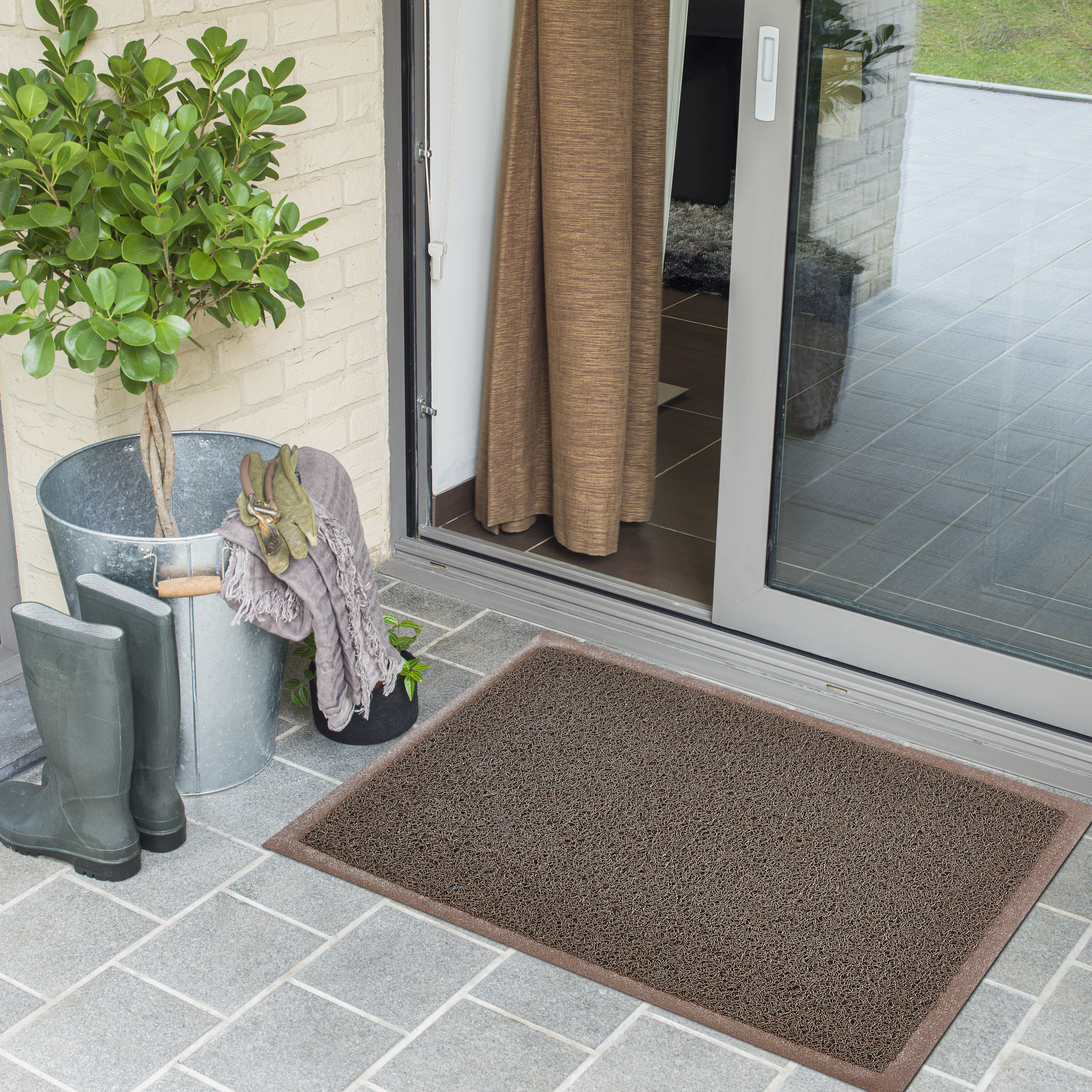 Zerbino Diamond in pvc marrone rettangolare, L 90 x L 60 cm - 2