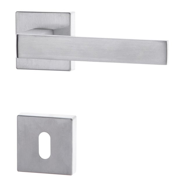 Maniglia su rosetta con bocchetta quadrata GHIDINI  GM08 in zama cromo satinato