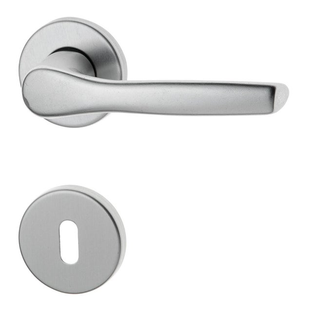 Maniglia su rosetta con bocchetta tonda GHIDINI  Gabry in alluminio cromo satinato