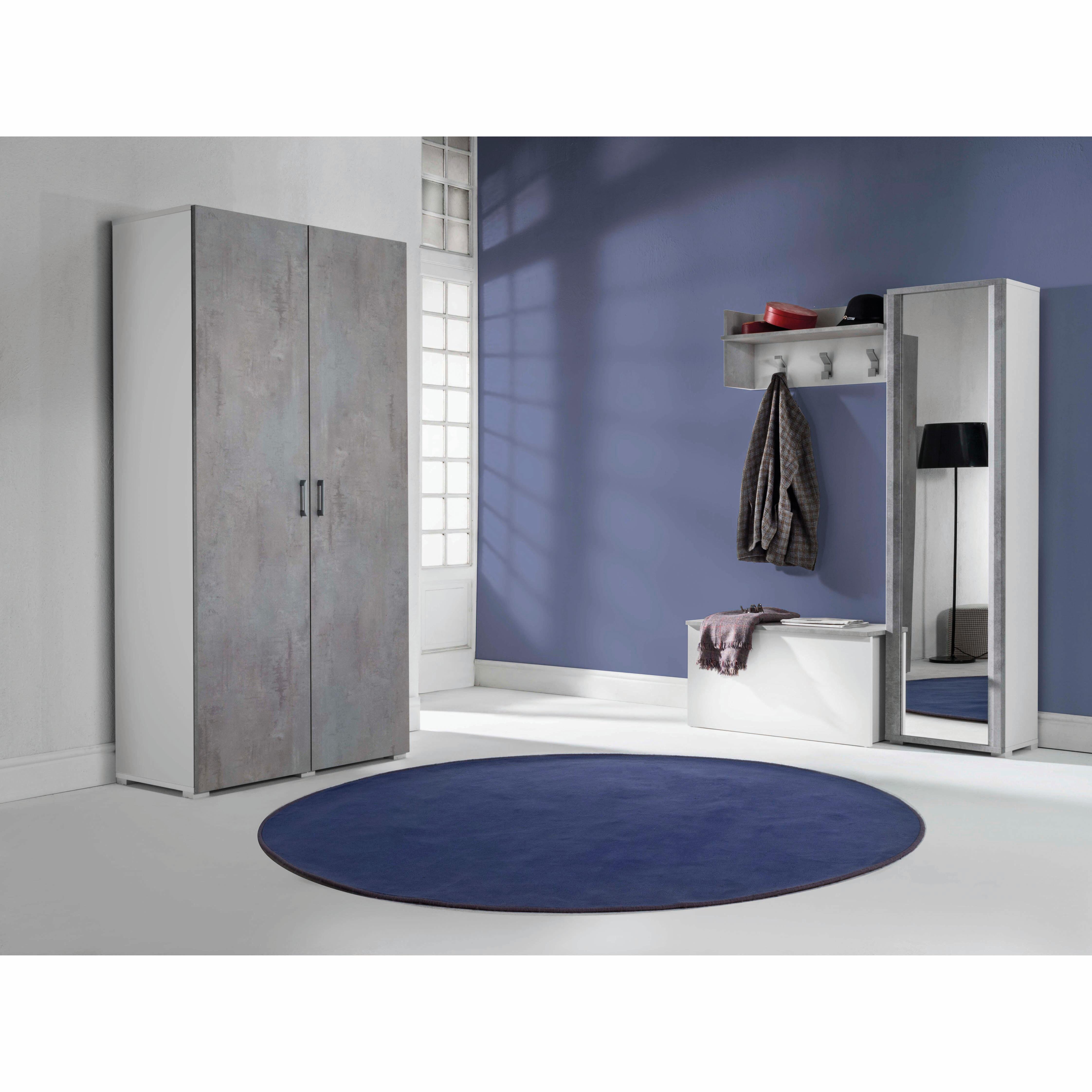 Mobile Multiuso L 90 x H 195 x P 45 cm bianco e grigio cemento - 4