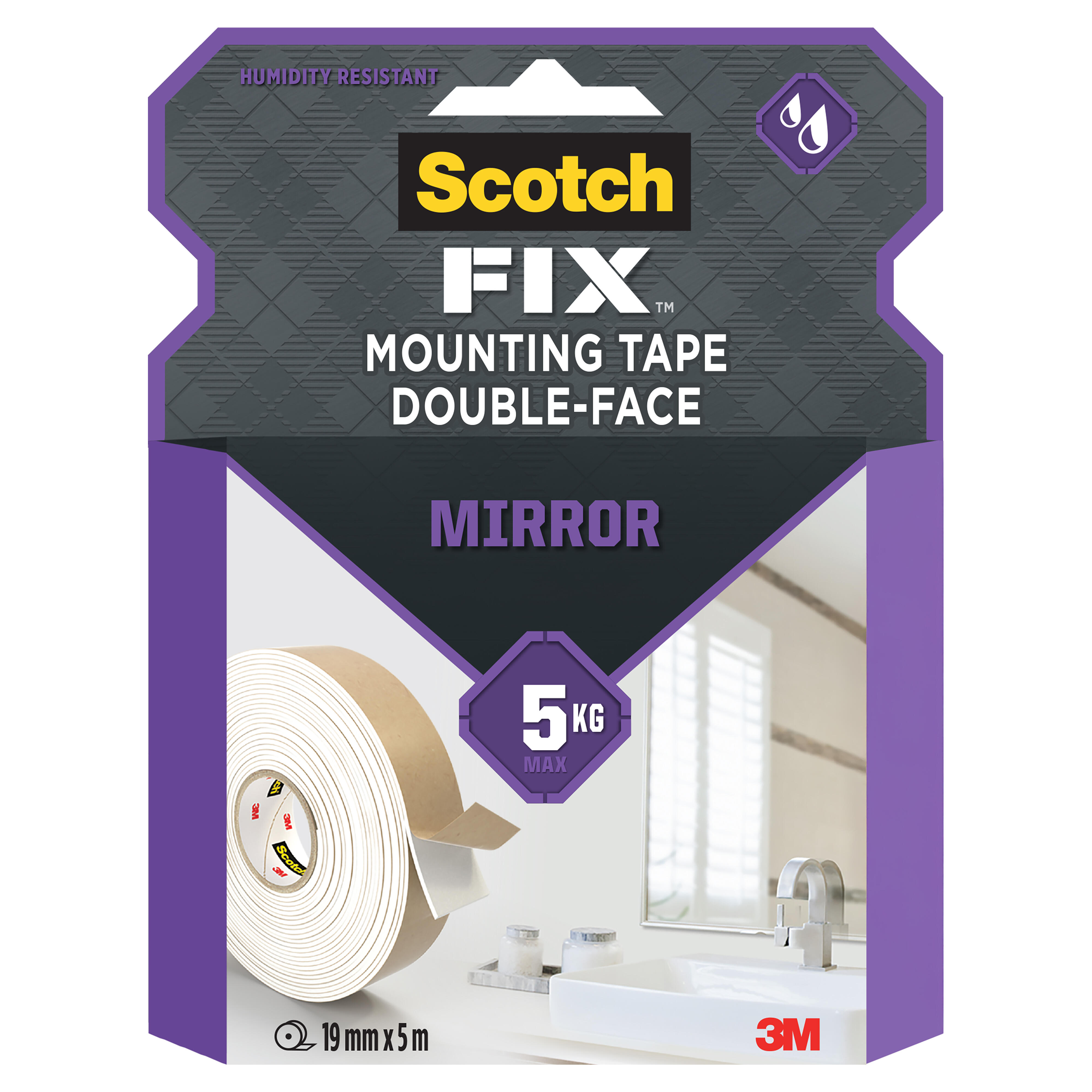 Taśma montażowa Scotch dwustronna do luster i łazienki 19mmx5 m - 2