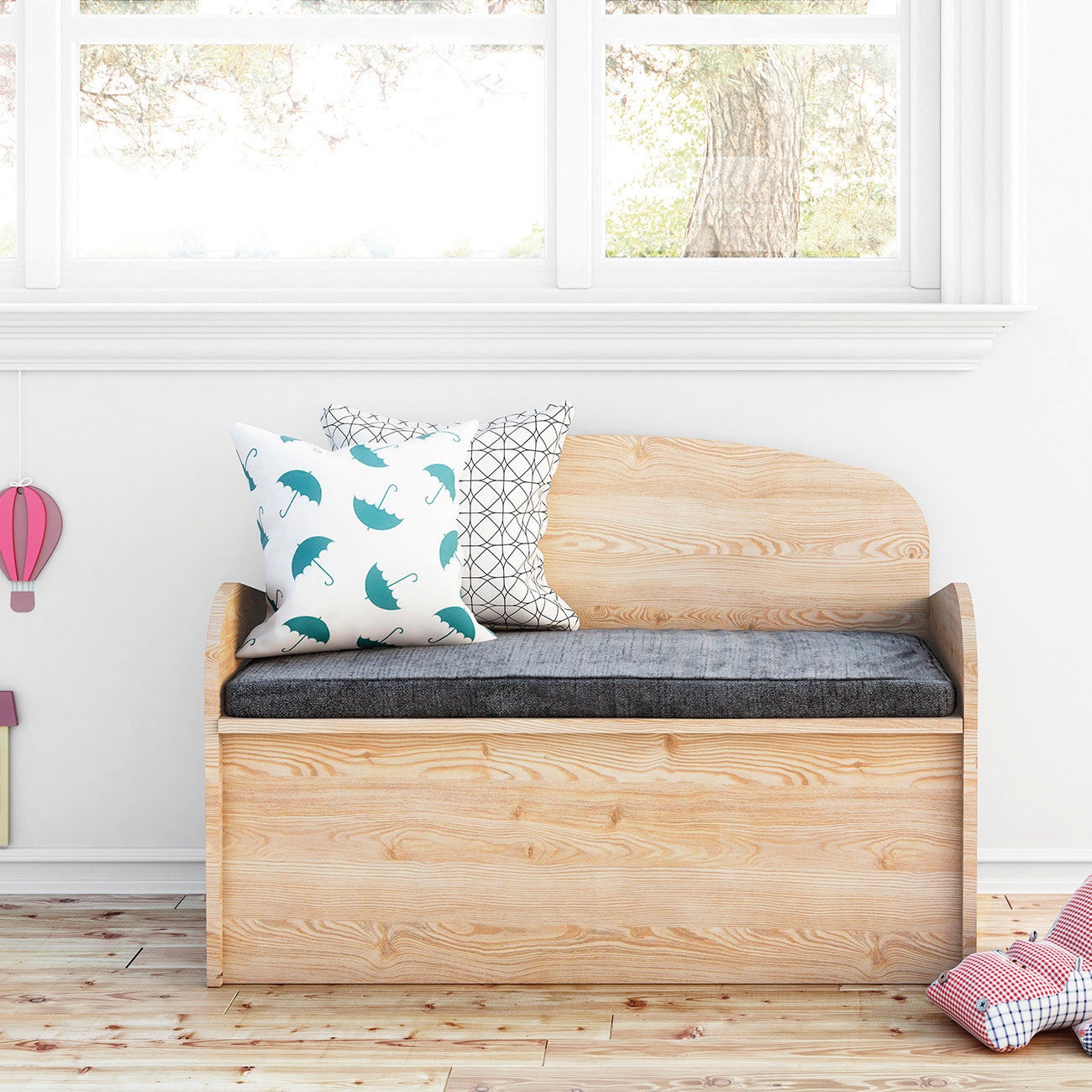 Baule panchina ASTIGARRAGA BB9038.99 in legno beige L 90 x H 62 x P 38 cm - 6