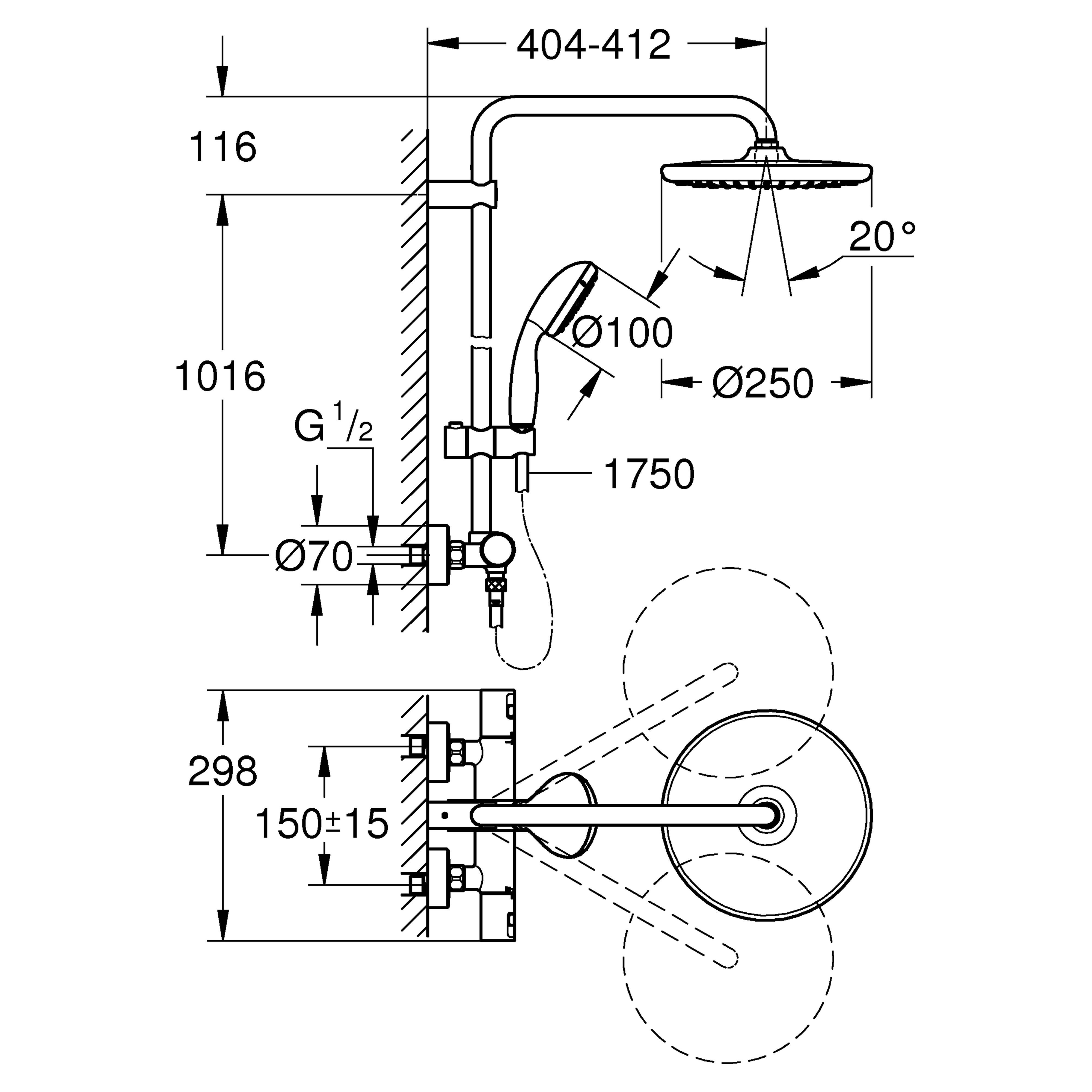 Kolumna prysznicowa z baterią termostatyczną Vitalio start Grohe chrom - 4