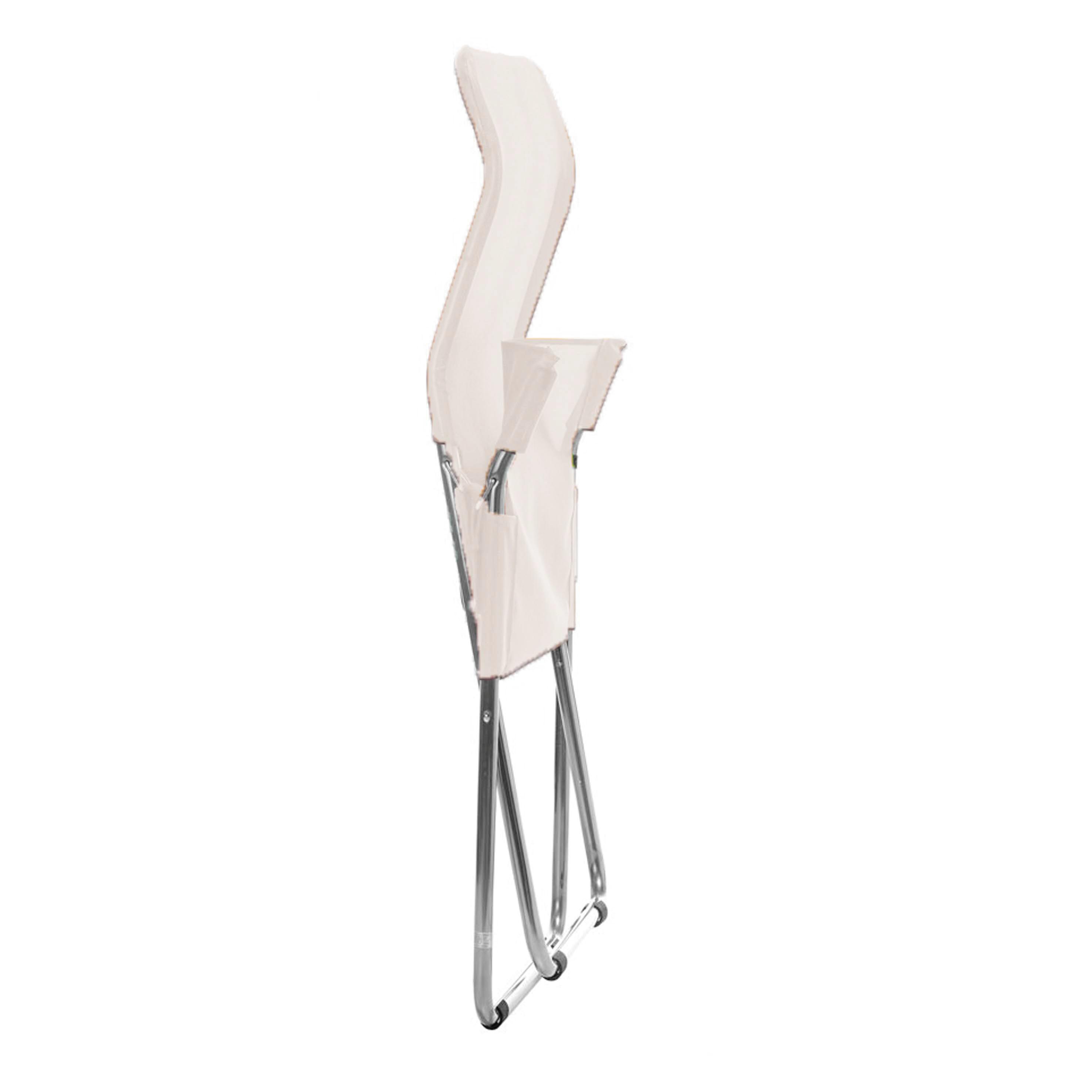 Sedia a sdraio da giardino in alluminio con braccioli pieghevole Comfort FIAM, seduta in textilene beige e bianco - 2