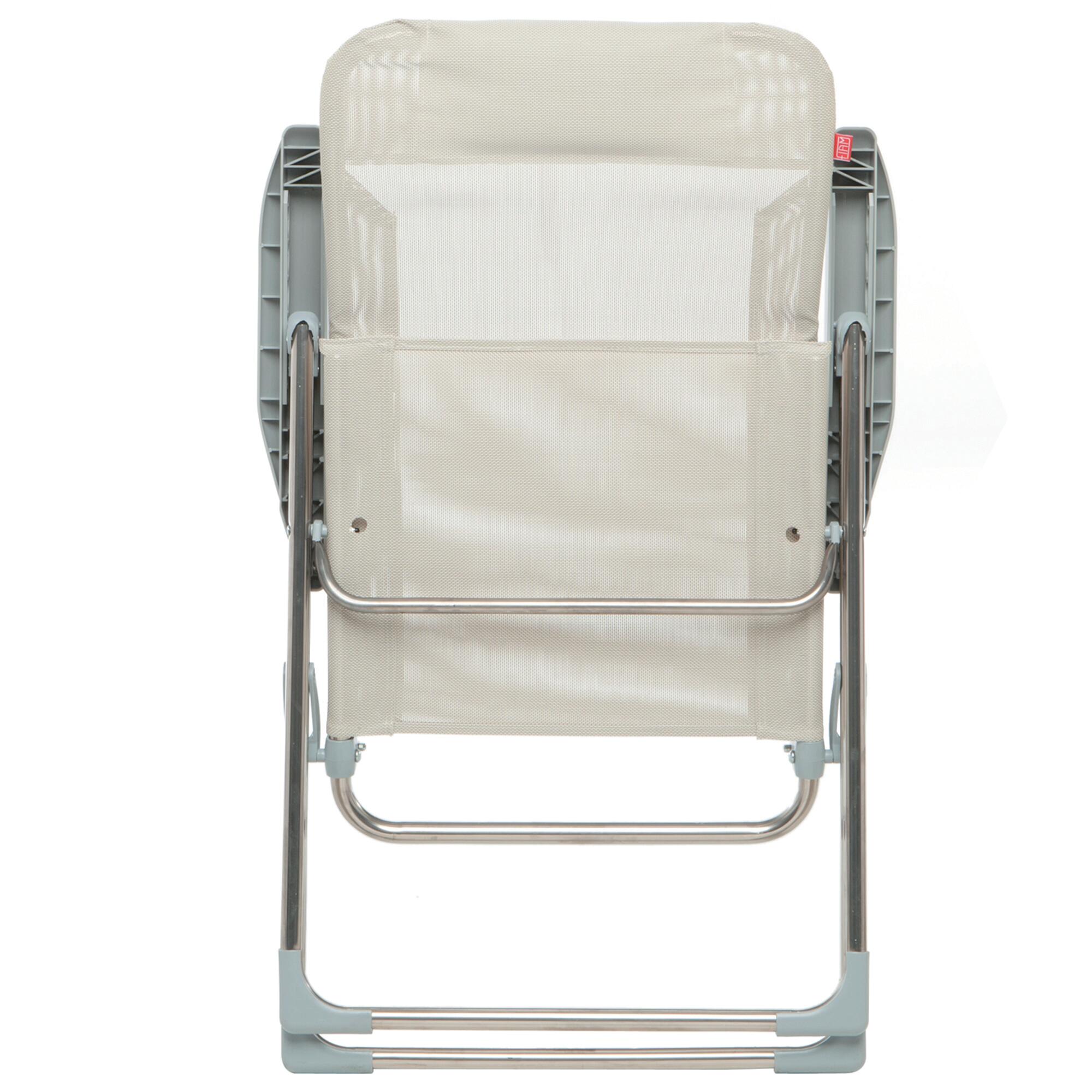 Sedia a sdraio da giardino in alluminio con braccioli pieghevole Relax FIAM, seduta in textilene beige e bianco - 3