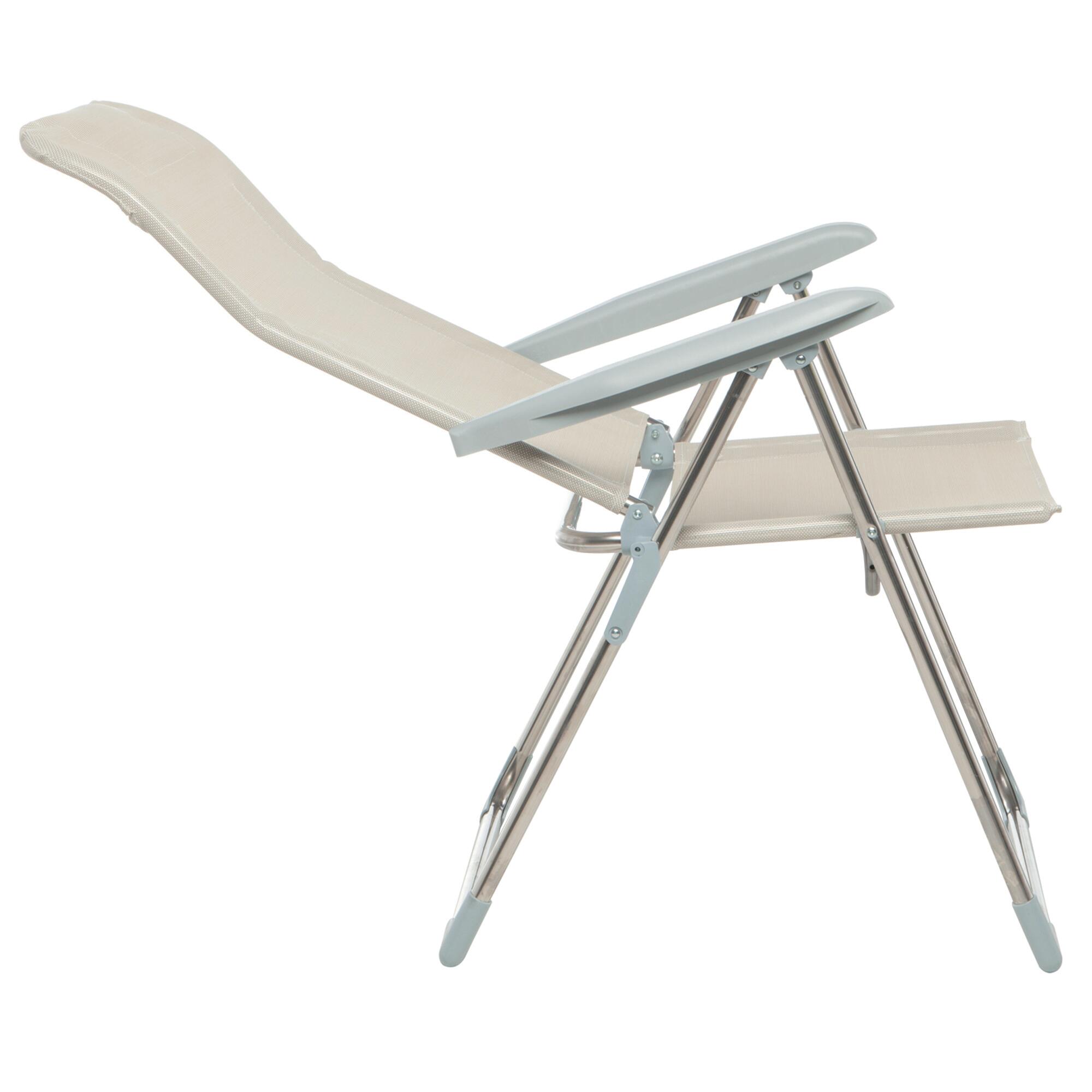 Sedia a sdraio da giardino in alluminio con braccioli pieghevole Relax FIAM, seduta in textilene beige e bianco - 9