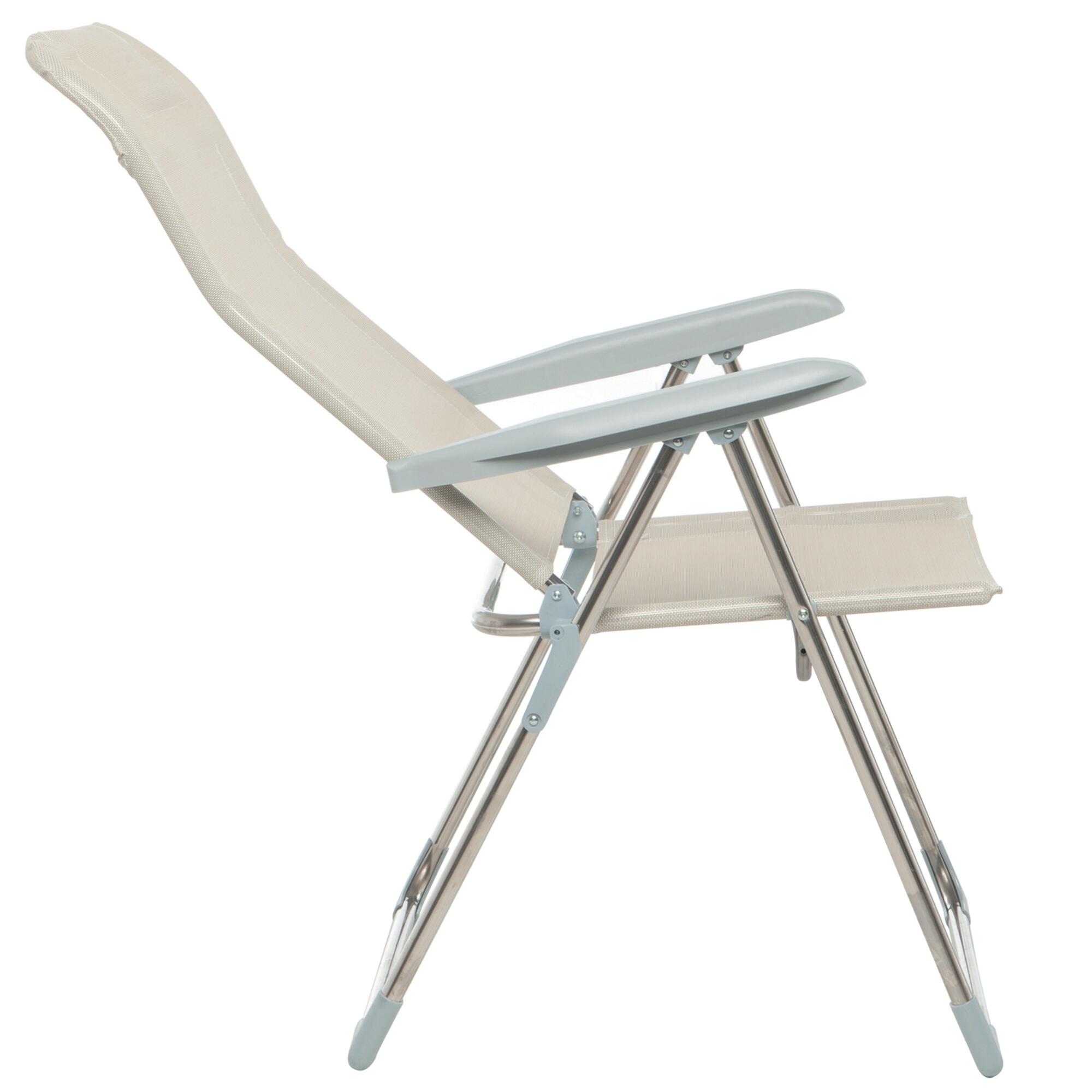 Sedia a sdraio da giardino in alluminio con braccioli pieghevole Relax FIAM, seduta in textilene beige e bianco - 8