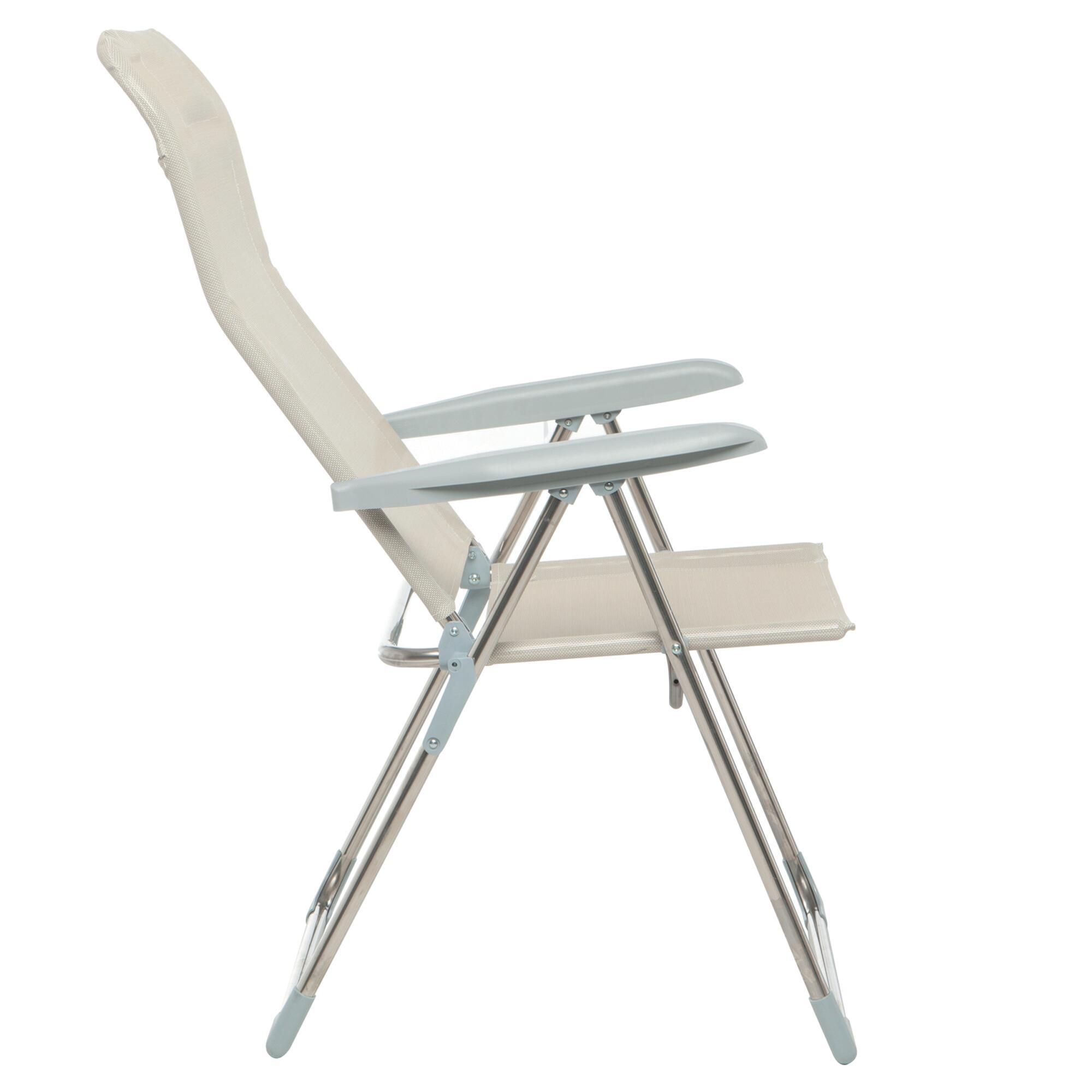 Sedia a sdraio da giardino in alluminio con braccioli pieghevole Relax FIAM, seduta in textilene beige e bianco - 7