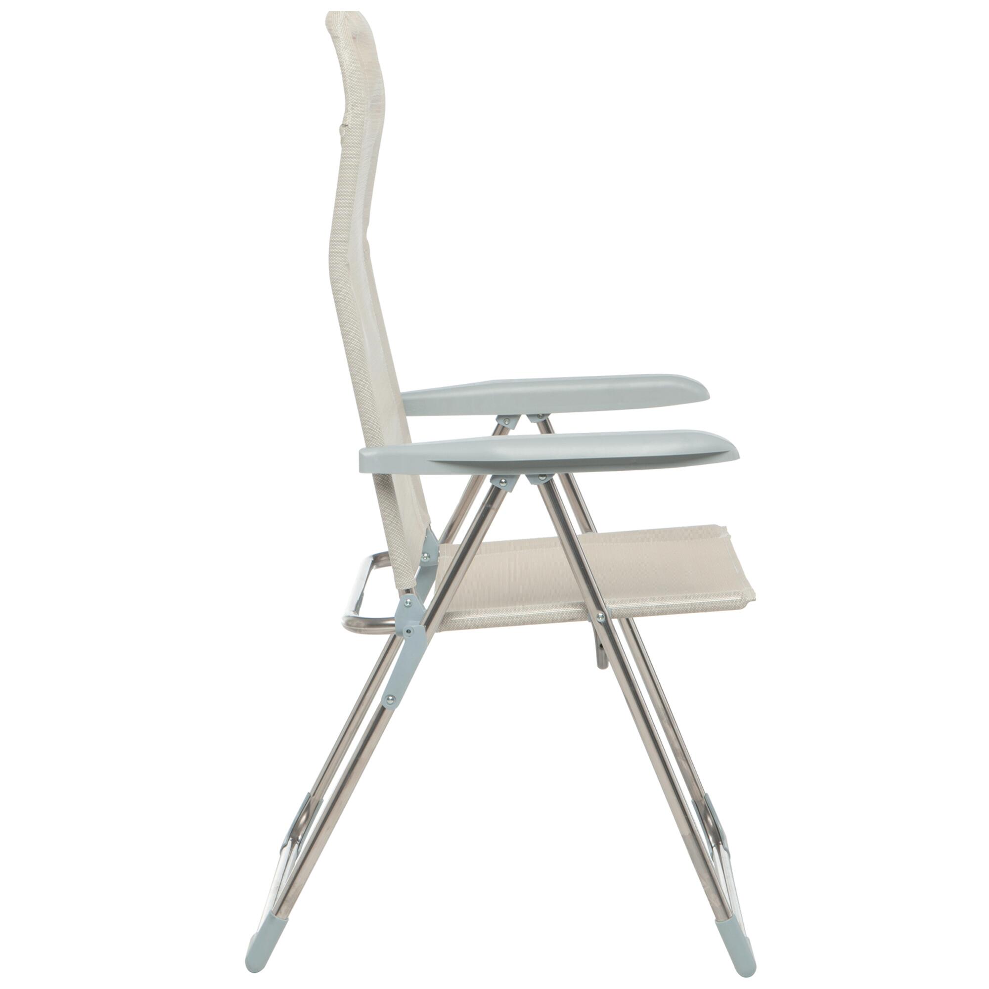 Sedia a sdraio da giardino in alluminio con braccioli pieghevole Relax FIAM, seduta in textilene beige e bianco - 6