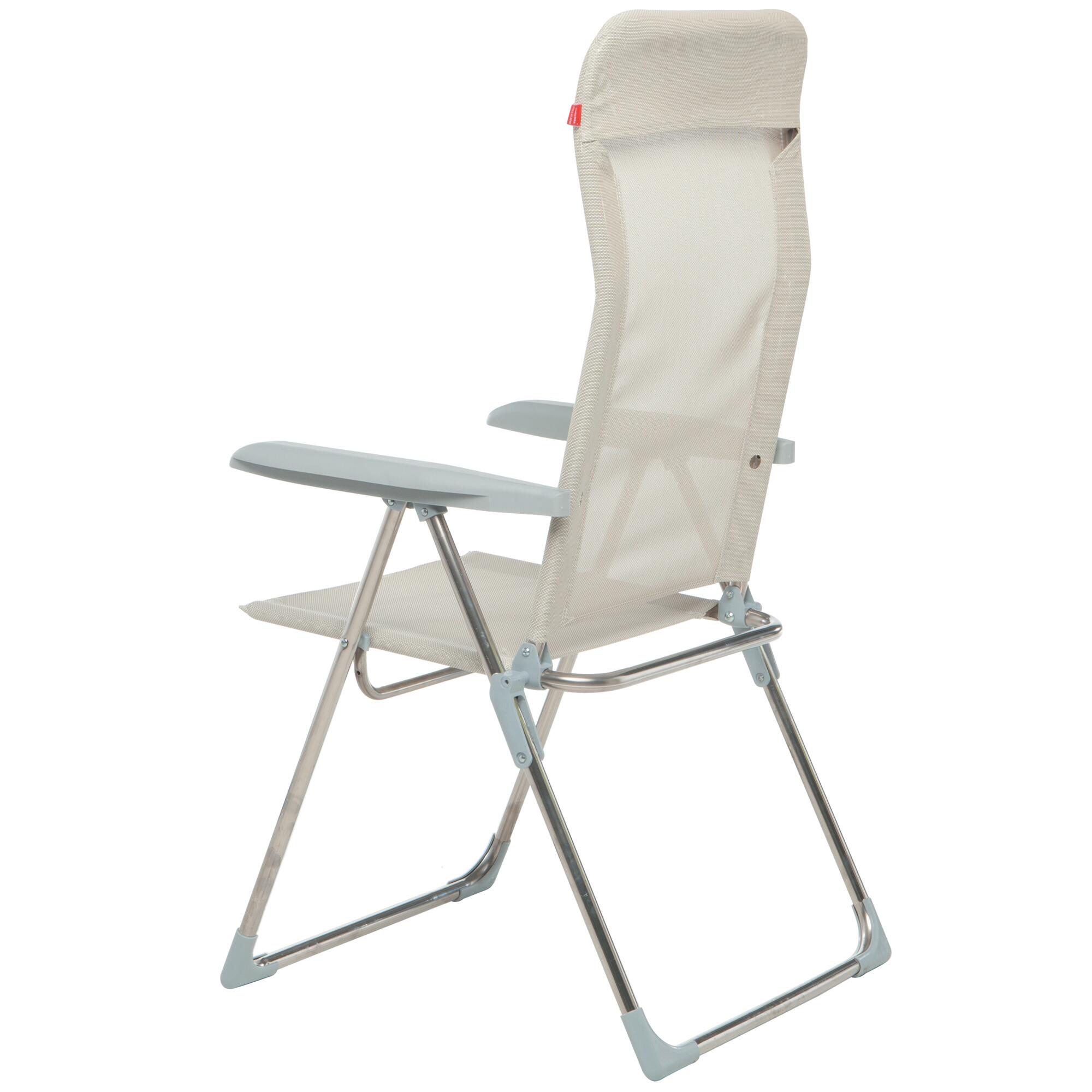 Sedia a sdraio da giardino in alluminio con braccioli pieghevole Relax FIAM, seduta in textilene beige e bianco - 5