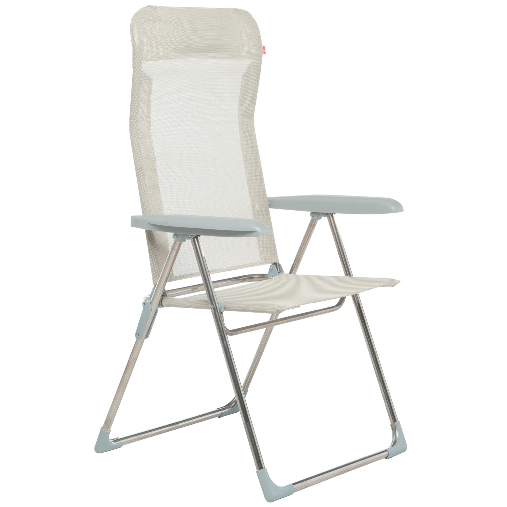 Sedia a sdraio da giardino in alluminio con braccioli pieghevole Relax FIAM, seduta in textilene beige e bianco - 4