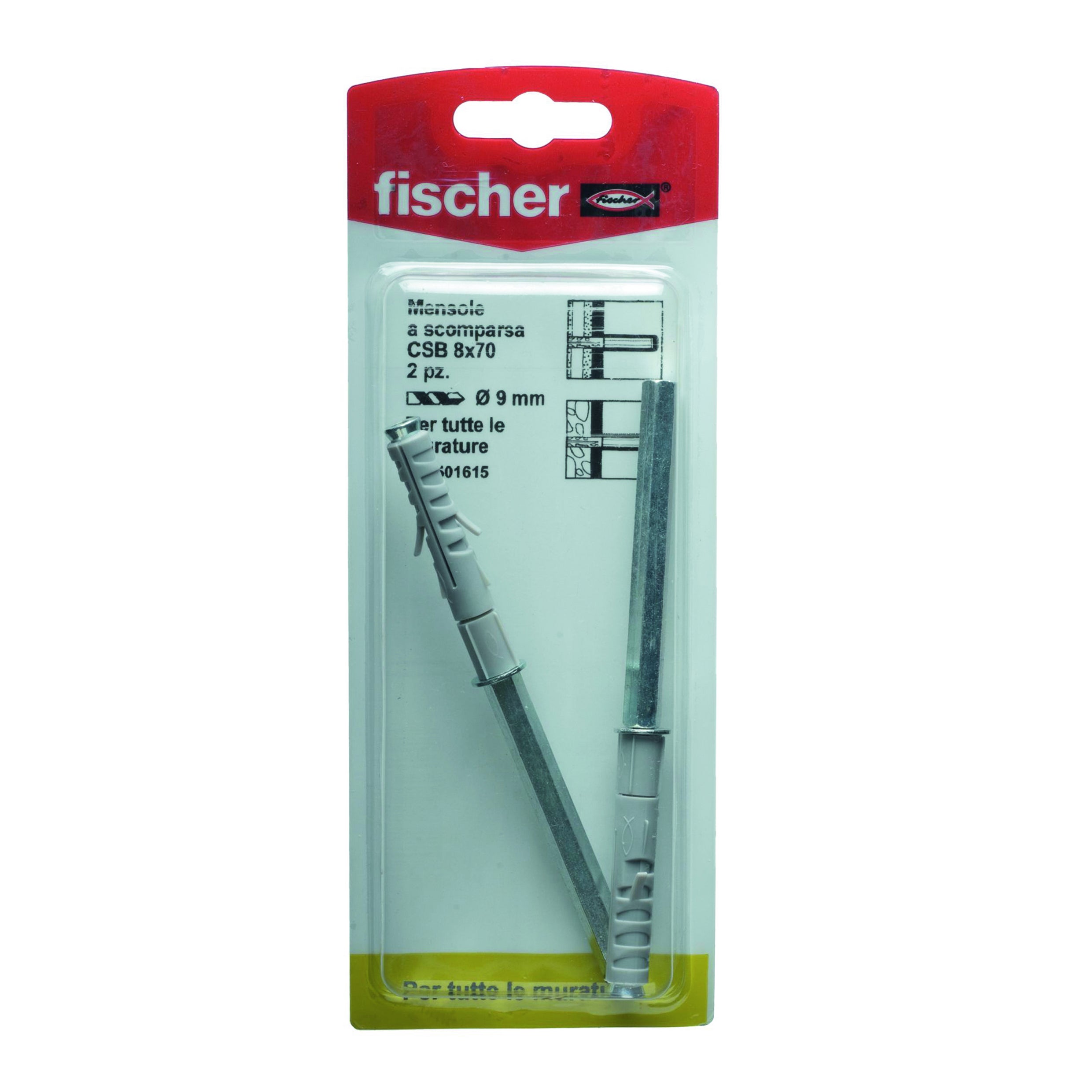 Set di tasselli con vite FISCHER CSB 8/70 K Mensola a scomparsa in nylon ø 8 mm, 2 pezzi - 4