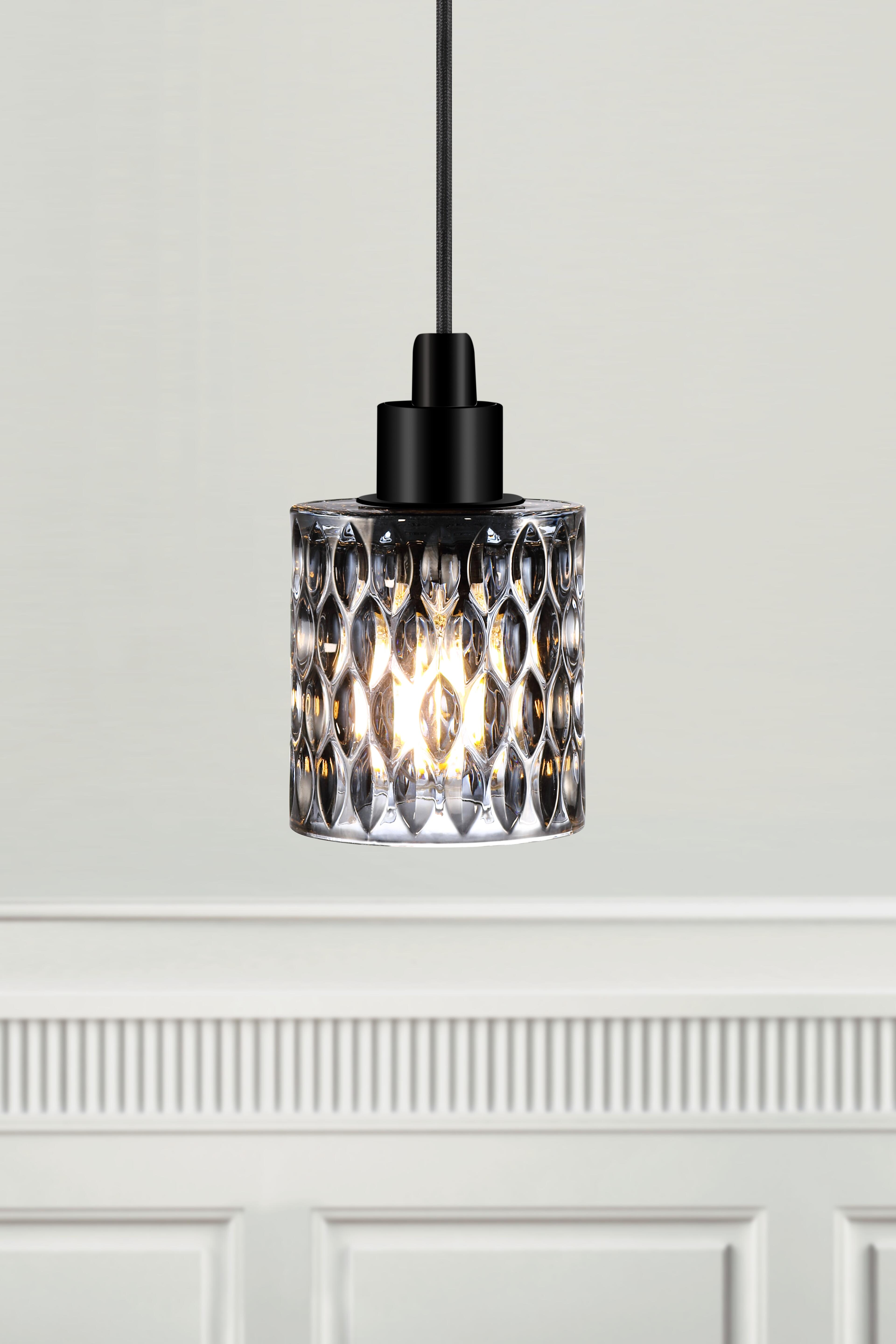 Suspension Hollywood verre, gris, Diam.10.8 cm, E27 - 2