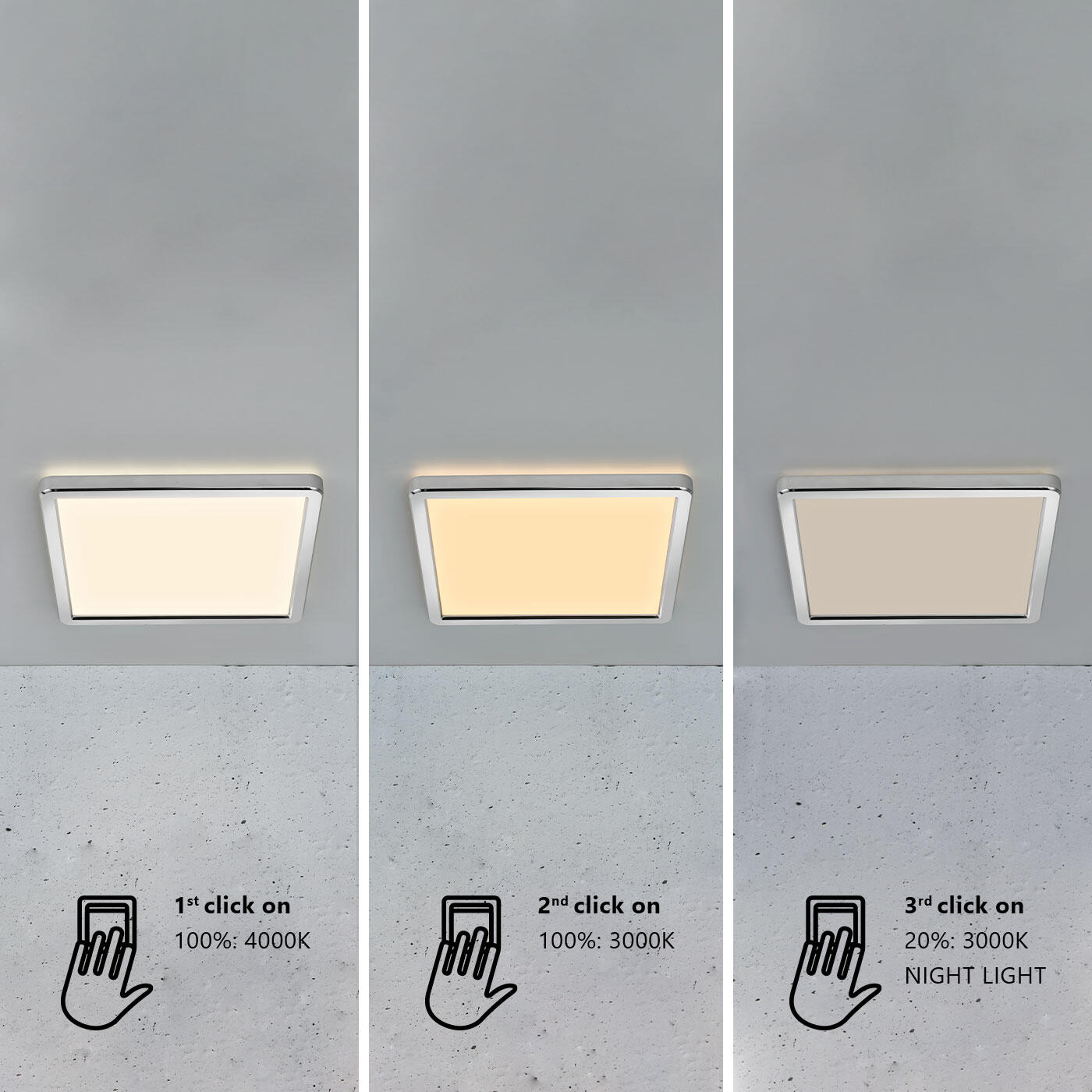Plafonnier LED salle de bain Oja 29.4cmx29.4cm blanc chaud/neutre chrome Nordlux - 2