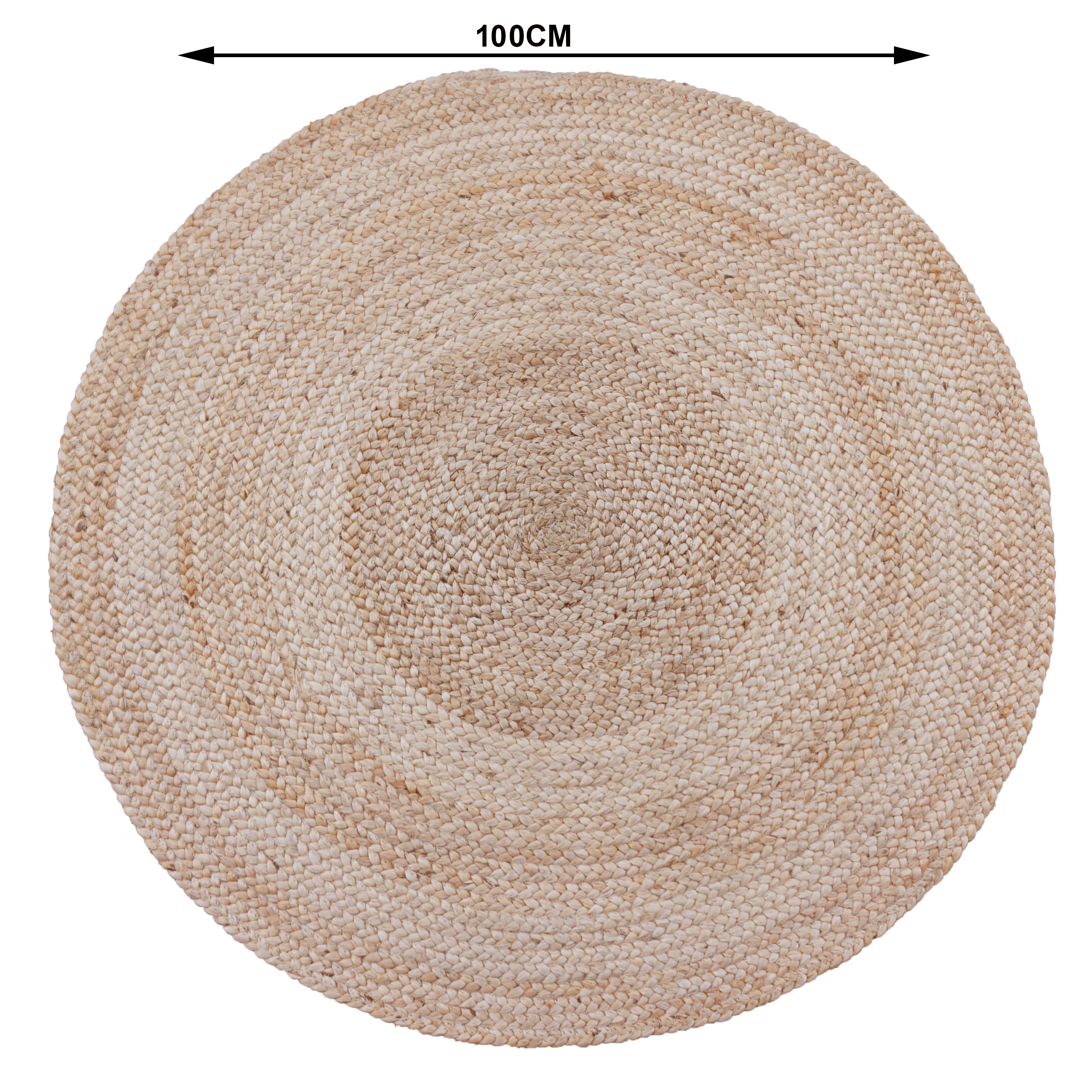 Alfombra yute tejido plano INSPIRE Nils liso beige natural redonda 100x100cm - 3