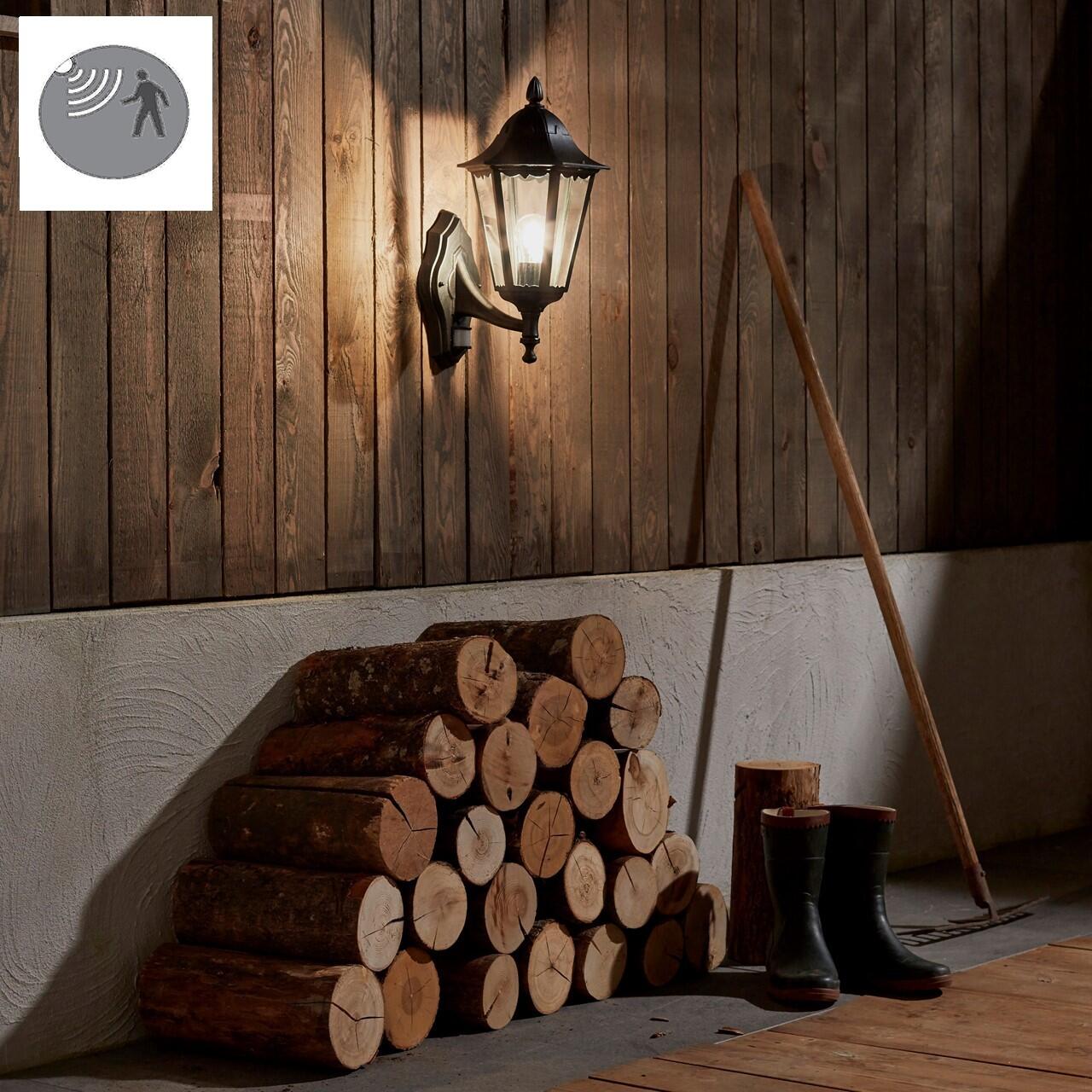 Applique rustico da esterno Monza nero con sensore di movimento IP44 E27 INSPIRE - 2