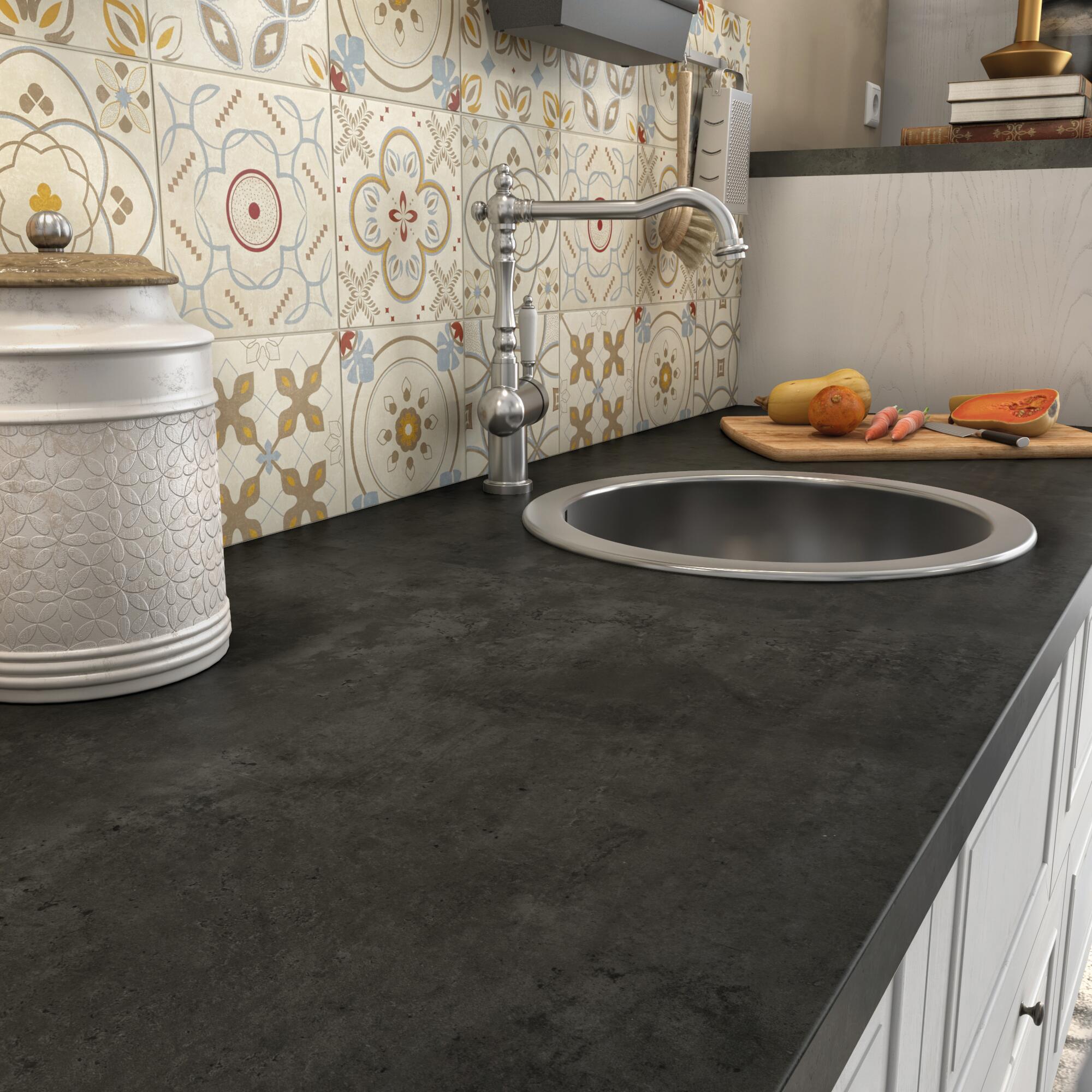 Piano cucina in truciolare rivestito in laminato cpl grigio antracite Antracite L 246 x P 63.5 cm, spessore 3.8 cm - 5