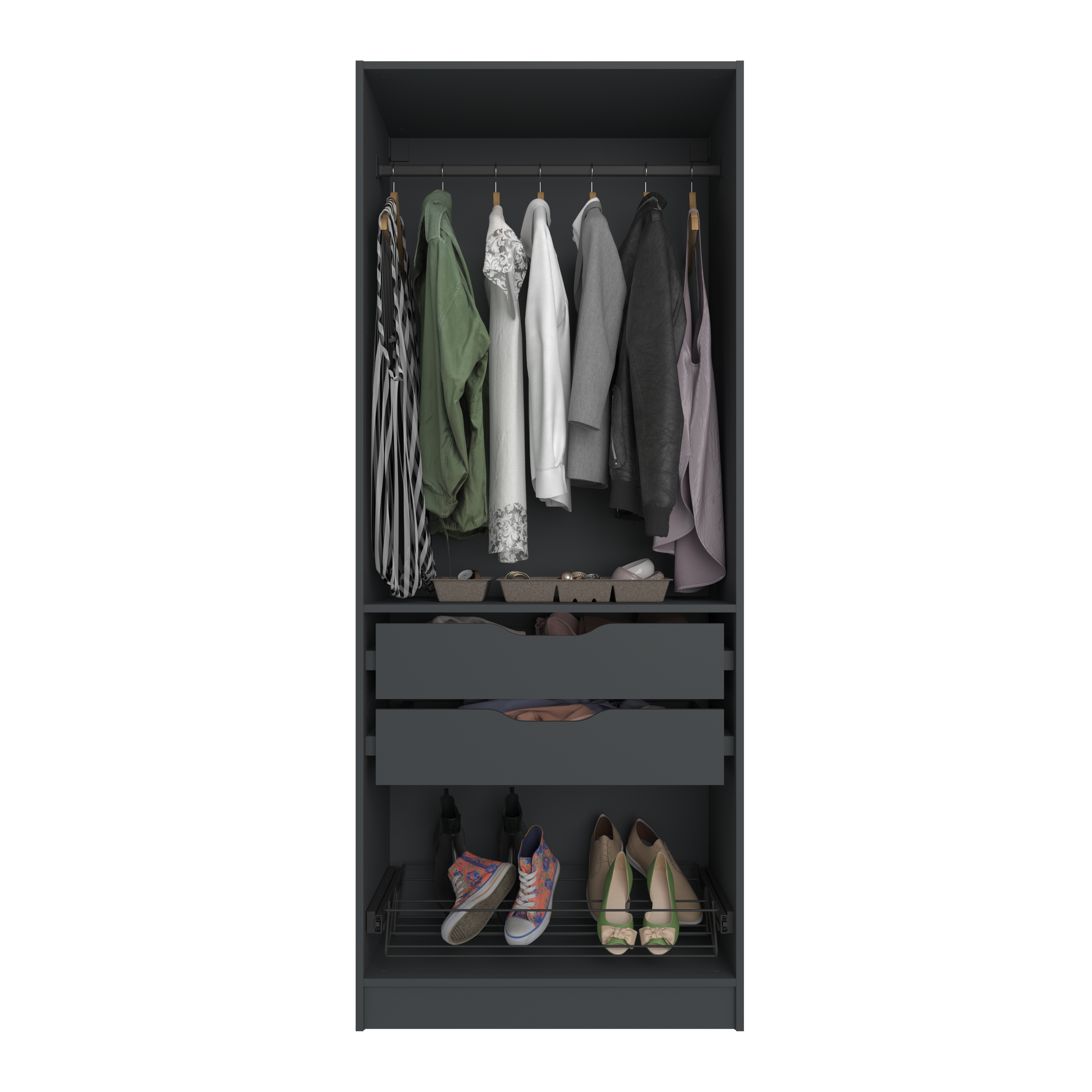 Sapateira extraível 6 pares sapatos aço cinza 76,8x41x10,6 cm Spaceo - 4