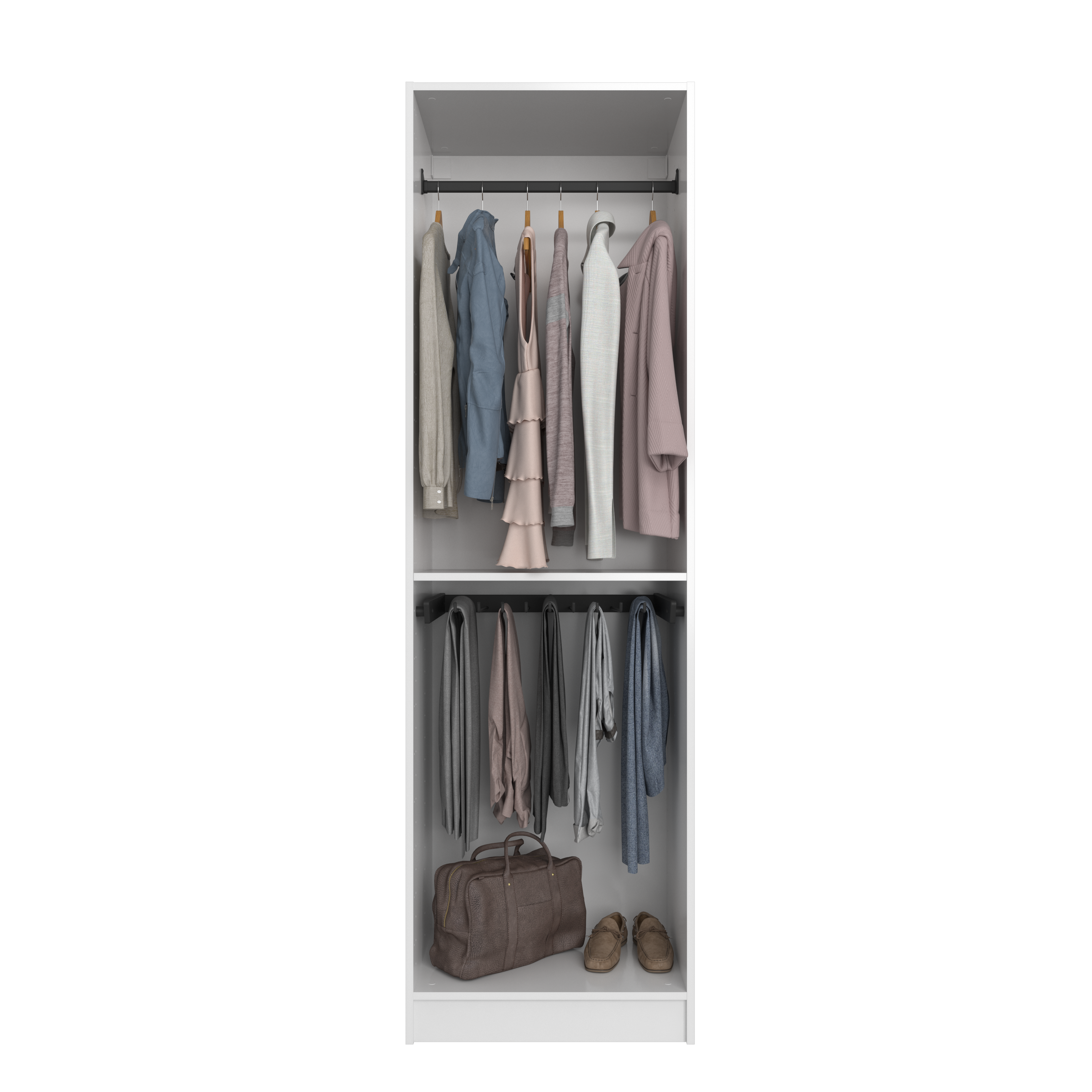 Composición nº88 spaceo home armario kit vestidor sin puertas blanco 200x60x60cm