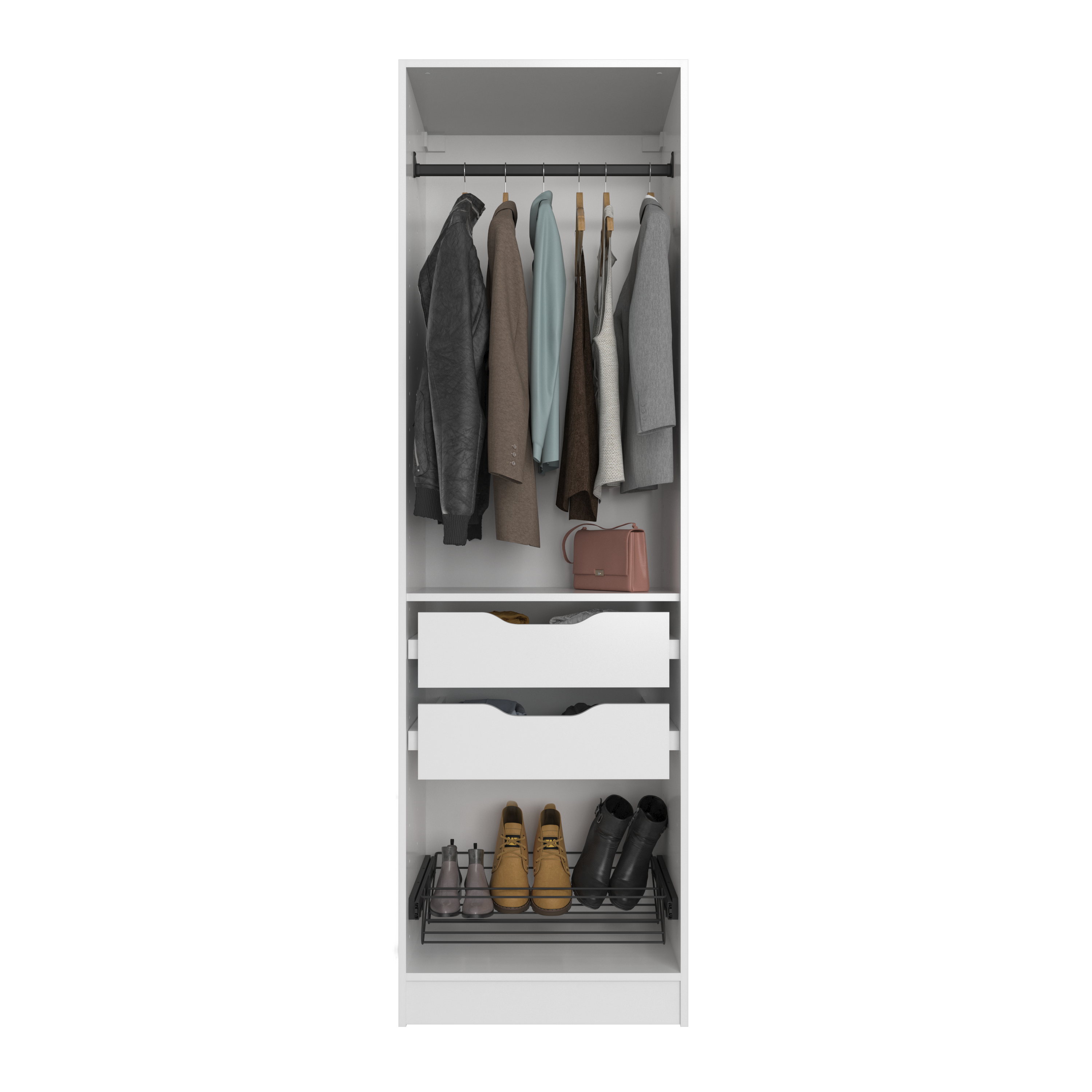 Composición nº89 spaceo home armario kit vestidor sin puertas blanco 200x60x60cm
