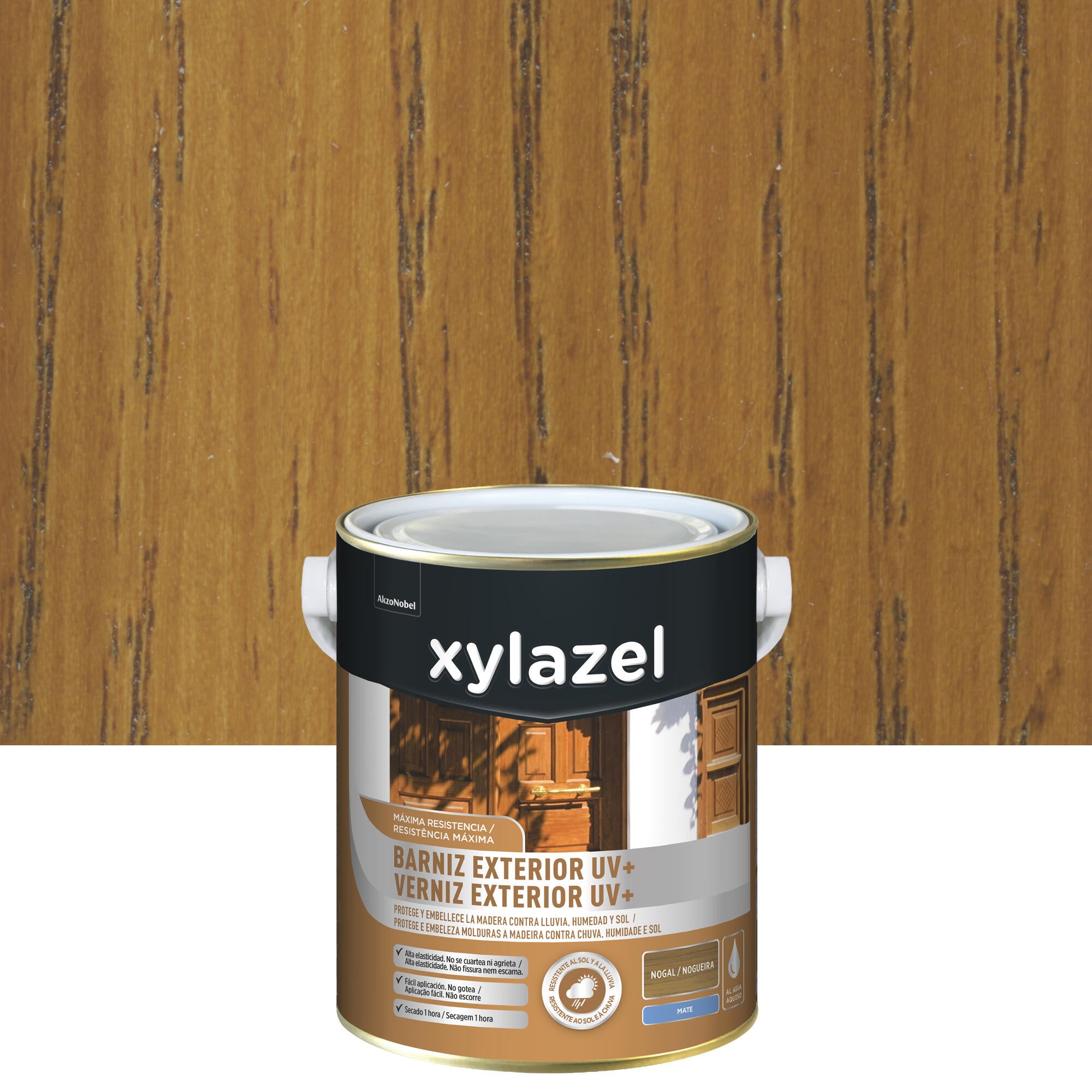 Barniz de madera de exterior color nogal para ventana, puerta, persiana, valla, mobiliario, cancela XYLAZEL mate 2.5L base agua - 8