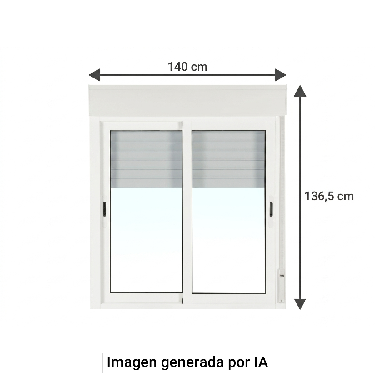Ventana aluminio 140x135cm corredera blanca Isoxa doble acristalamiento transparente 4/8/4 con persiana - 2