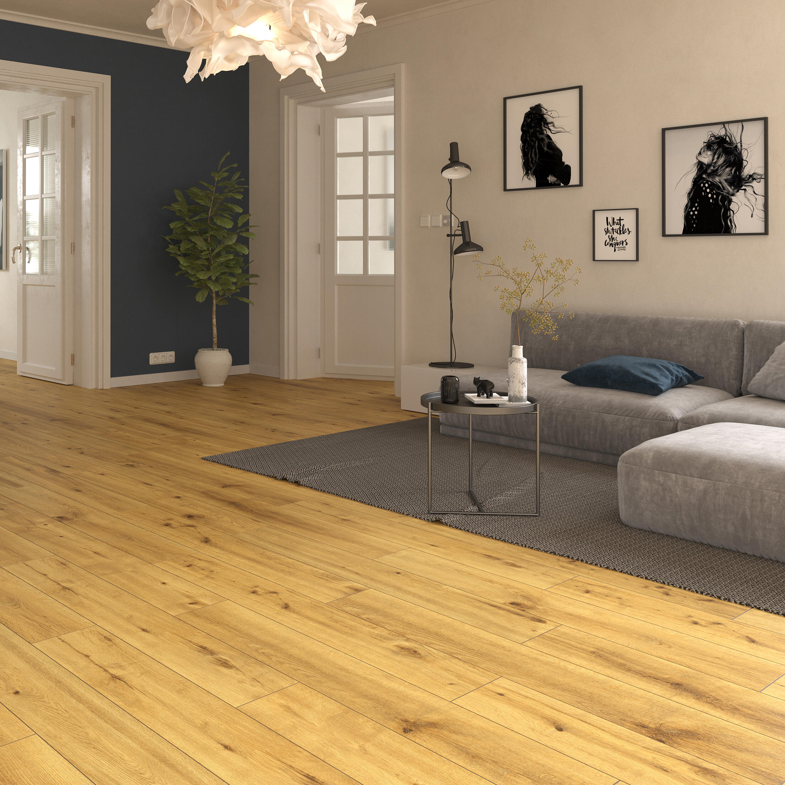 Parchet SPC cu izolator, 5 mm, Luma Oak, natur mediu, clasa 33, rezistent la apa