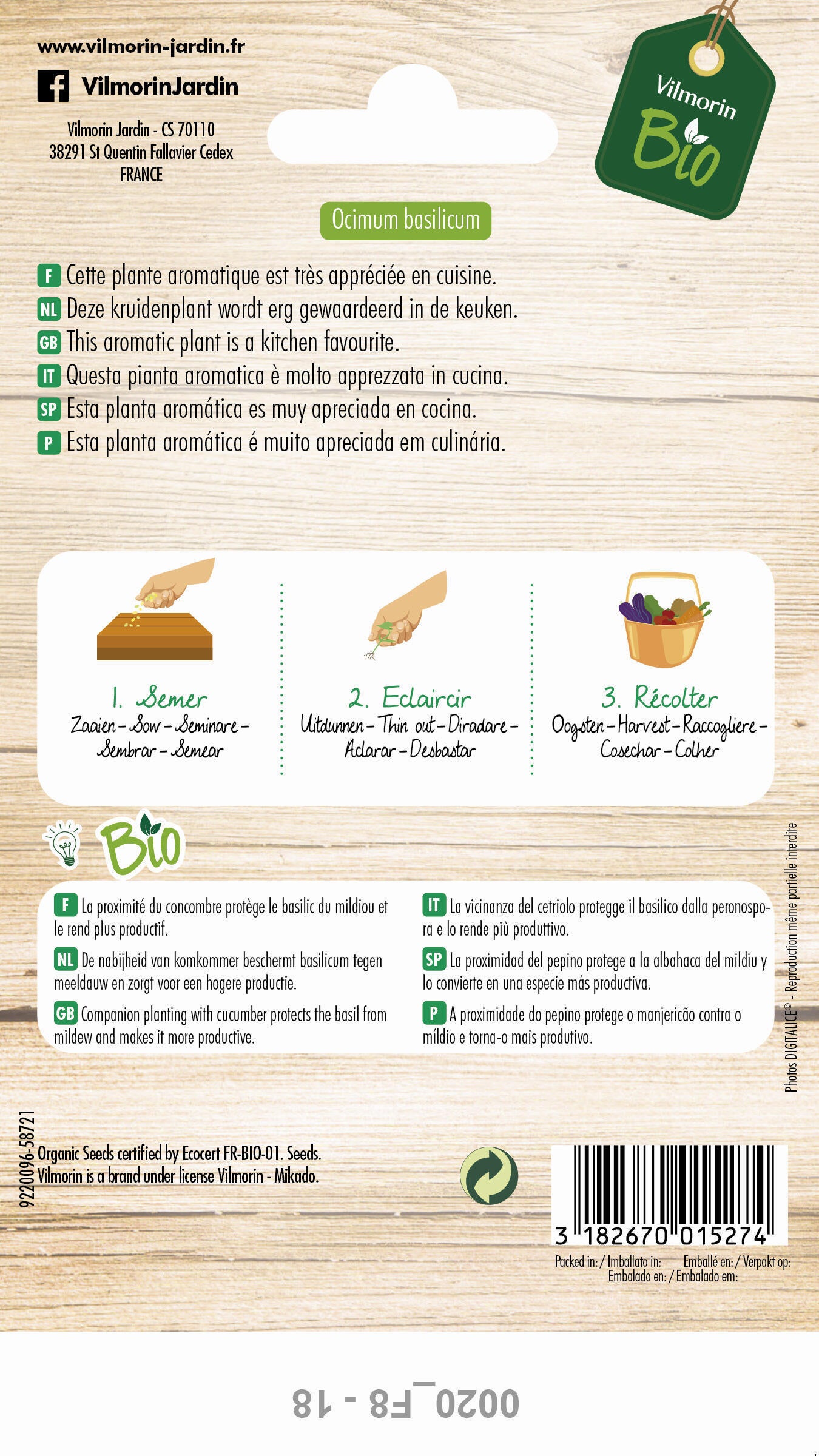 Semilla aromática VILMORIN albahaca bio - 4