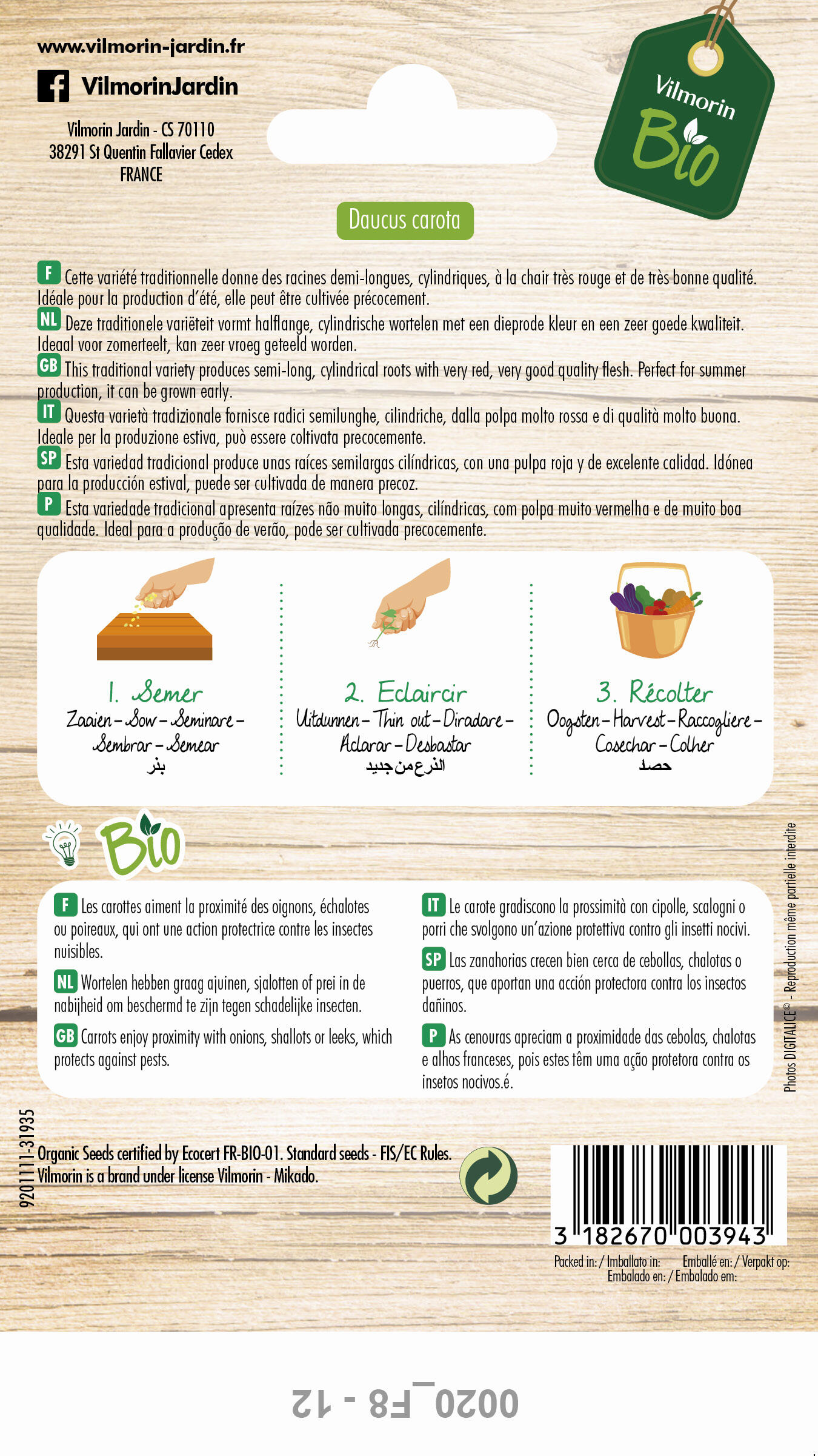 Semilla de huerto VILMORIN verduras con raíces (remolacha, zanahoria...) - 2