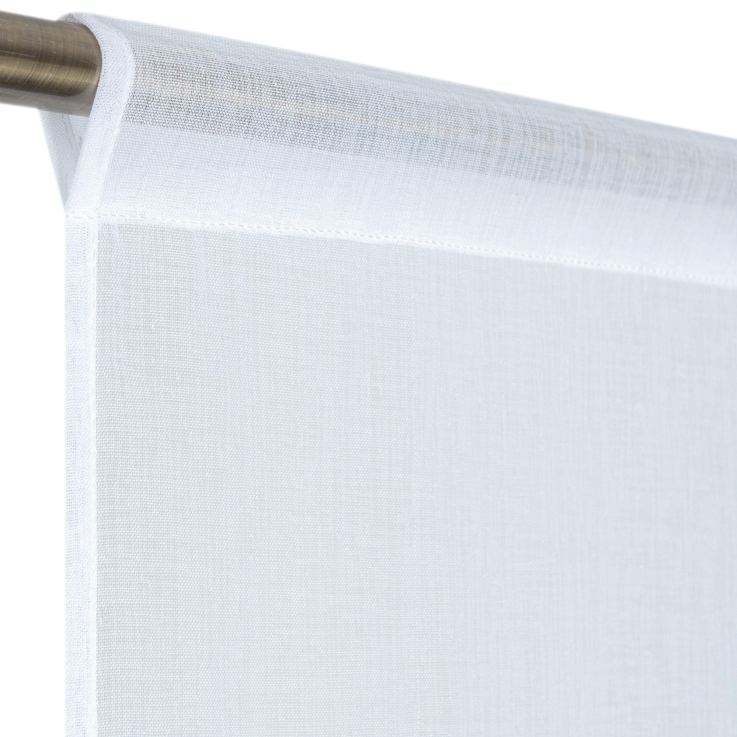 2 Visillos  tendina pasabarras Leo   liso blanco de 60x120cm - 5
