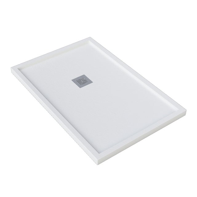 Piatto doccia SANYCCES in fibra di vetro Logic bordo bianco L 70 x L 100 x H 4.5 cm opaco effetto ardesia