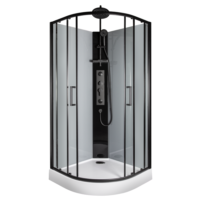Kabina prysznicowa z hydromasażem Wega narożna 90x90x226 cm czarna KERRA