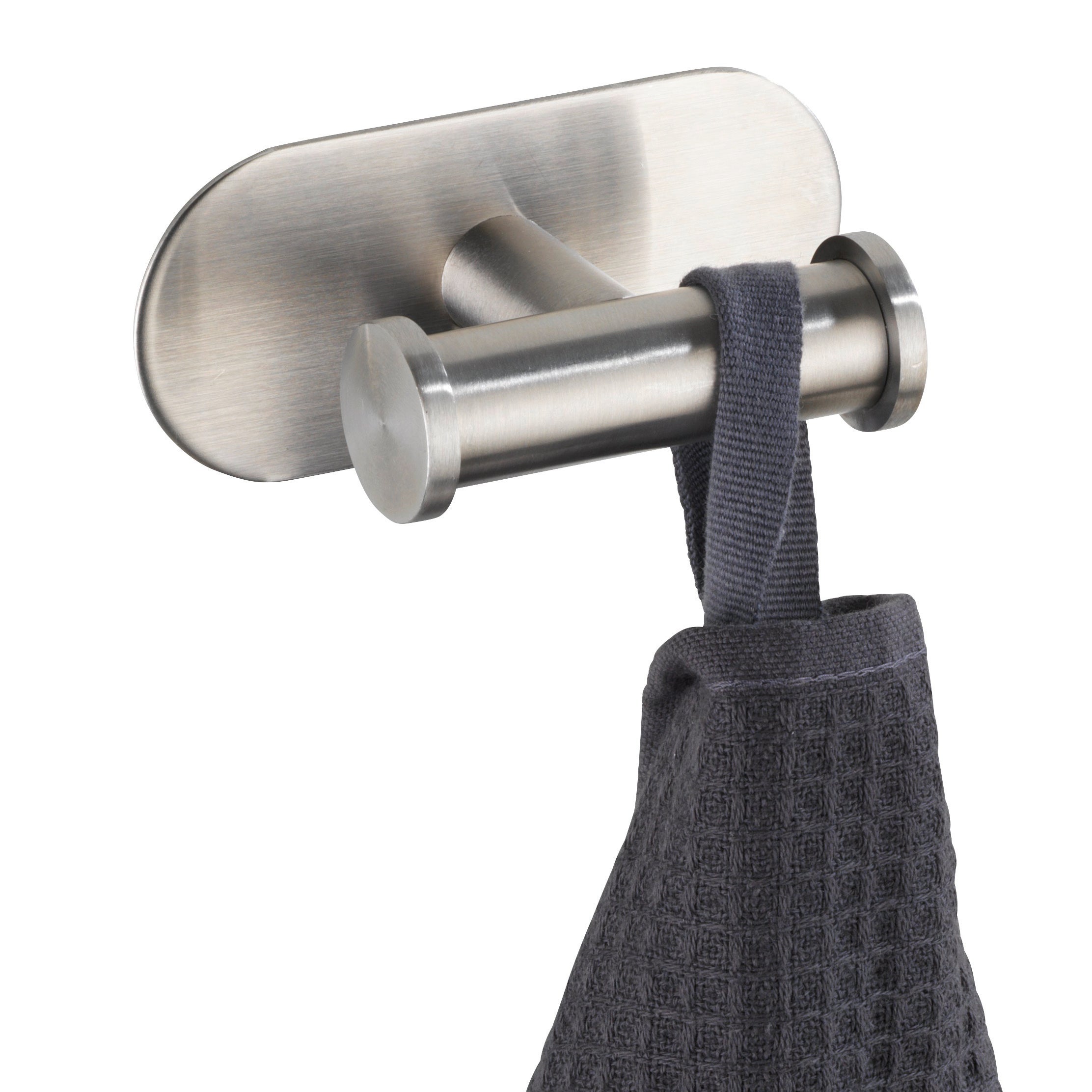 Gancio adesivo WENKO Appendiabiti doppio Orea lucido in inox  grigio 2 ganci H45 X L65 mm  portata max 10 Kg - 7