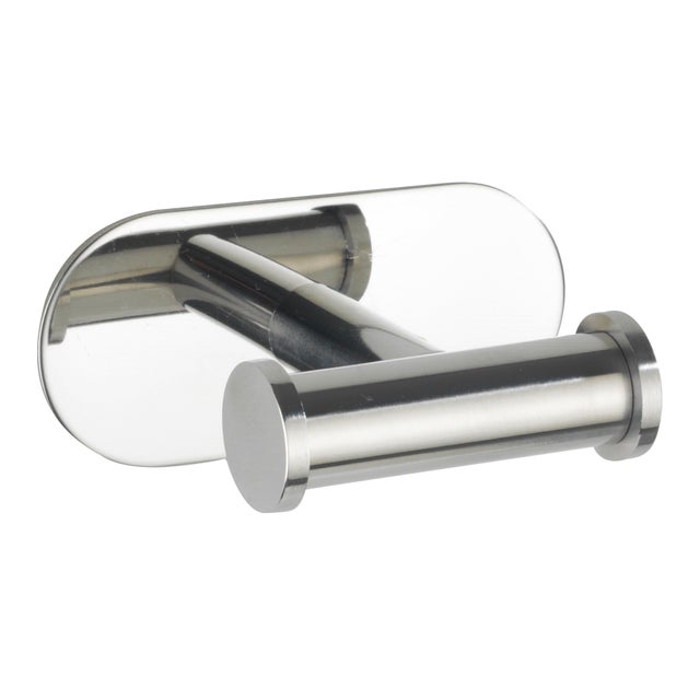 Gancio adesivo WENKO Appendiabiti doppio Orea satinato in inox  grigio 2 ganci H45 X L65 mm  portata max 10 Kg
