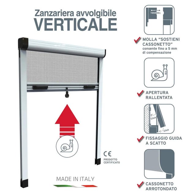 Zanzariera avvolgibile MEDAL Flystop per finestra L 140 x H 170 cm bianco riducibile