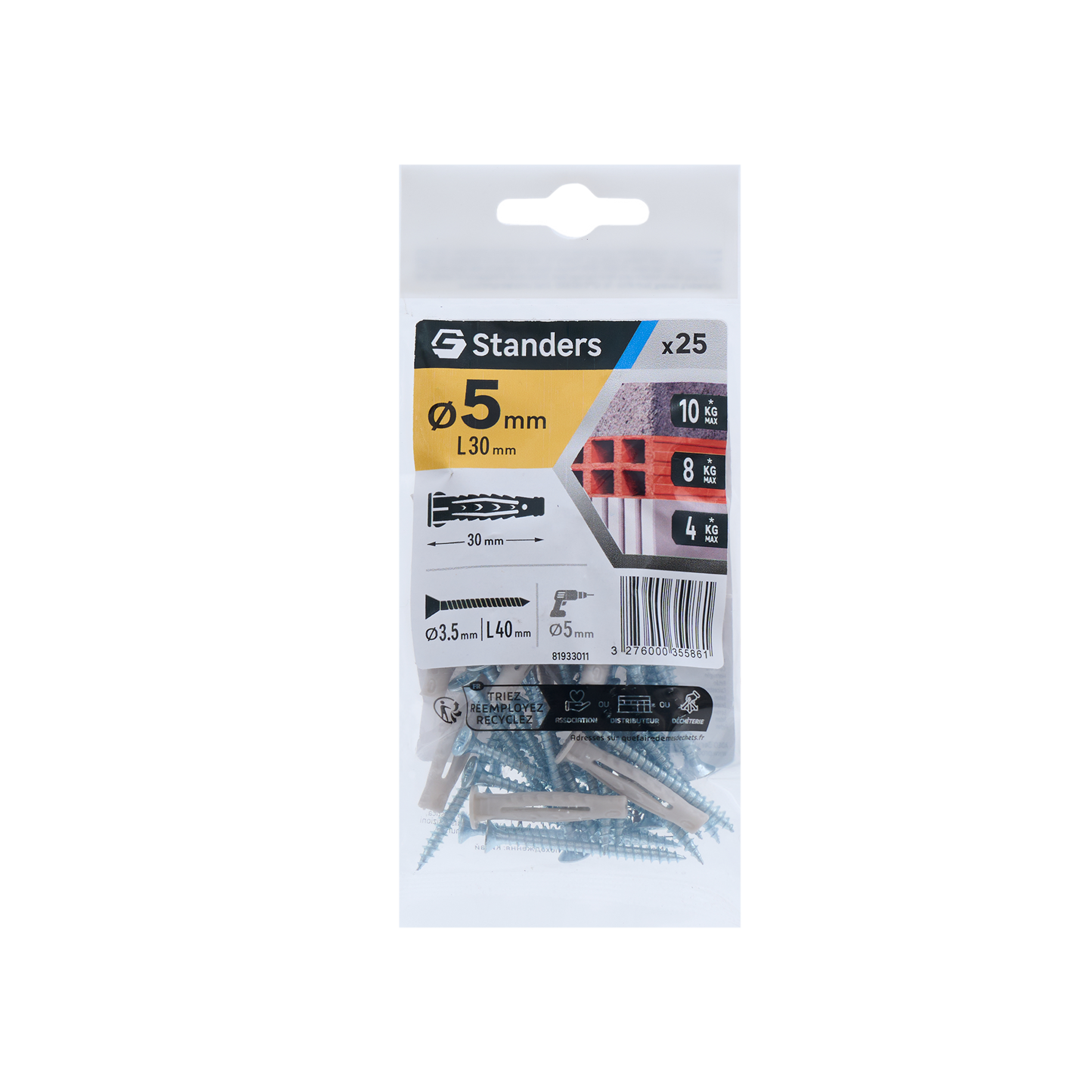 25 buchas nylon STANDERS 5X30MM PARAFUSO - 11