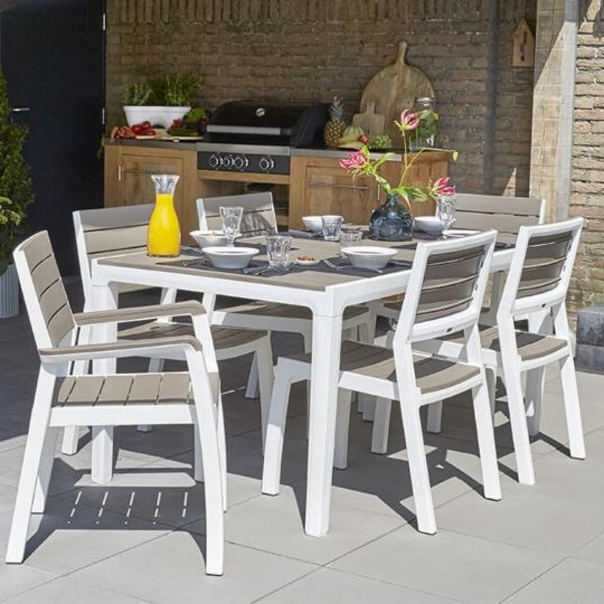 Tavolo da pranzo per giardino Harmony KETER struttura e superficie in resina marrone per 6 persone 160x90cm - 5