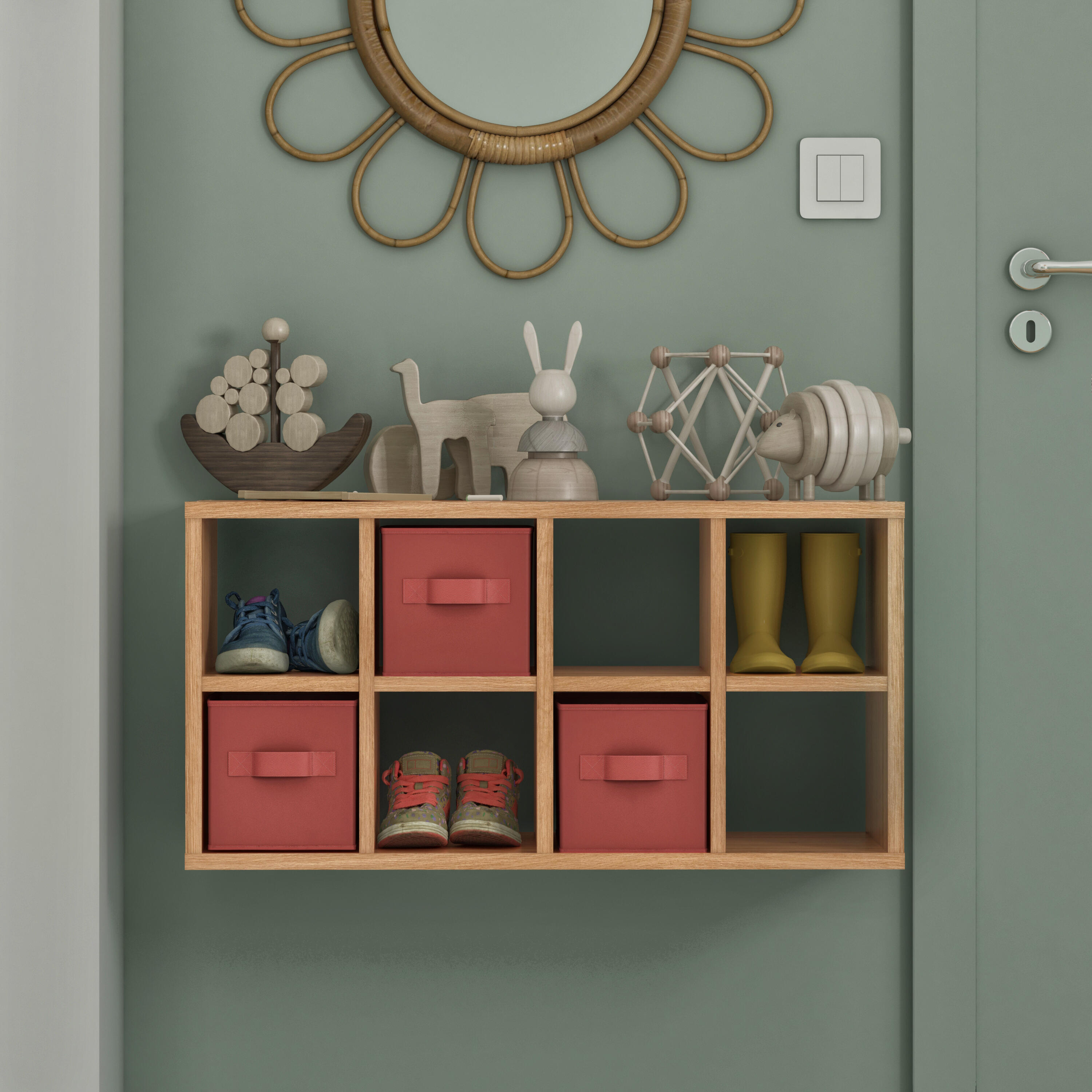 Estante de parede 2 cubos bege 36 x 31,7 x 70,5 cm Spaceo Kub - 14
