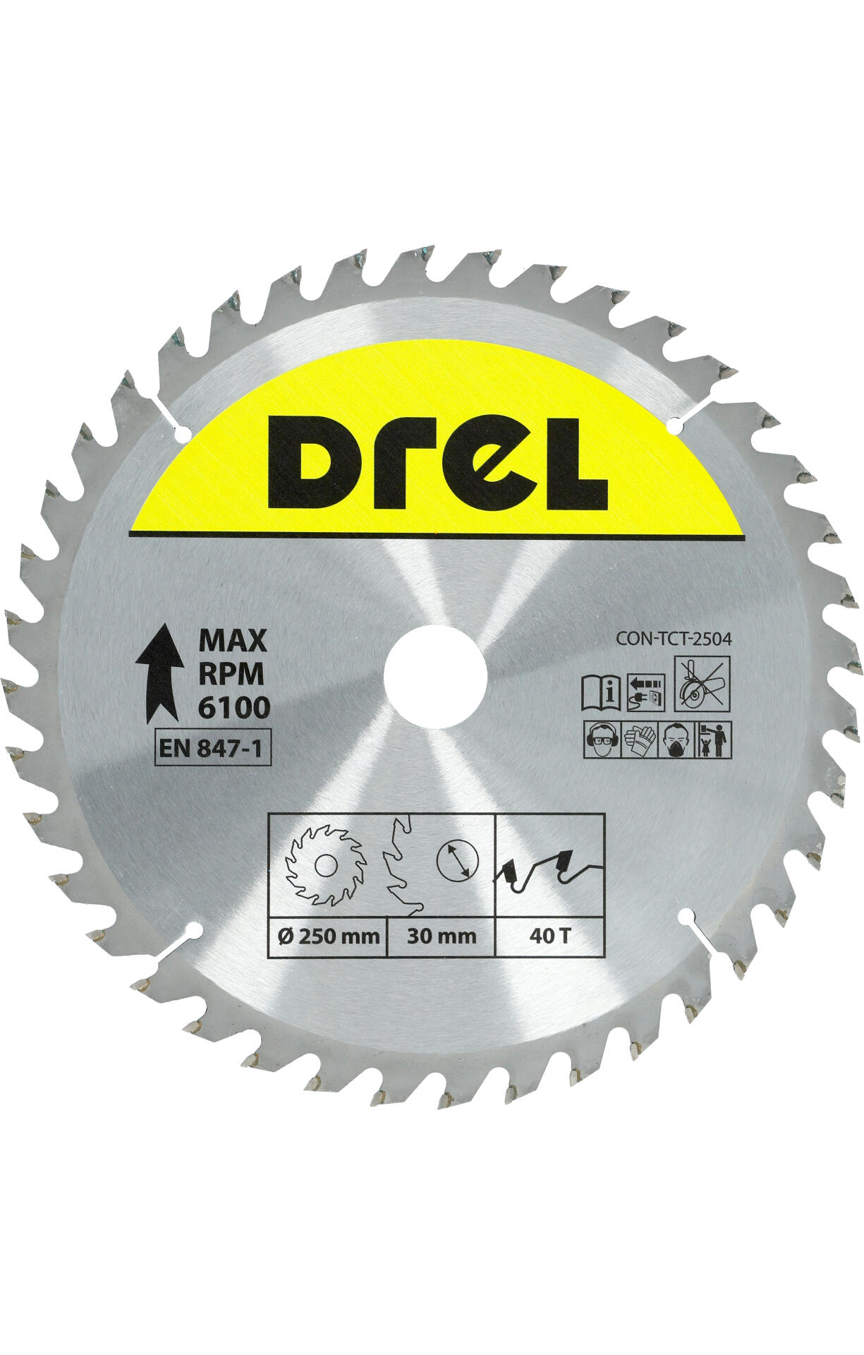 Piła widiowa do drewna 250 mm 40Z, otwór 30/20/16 mm DREL - 2