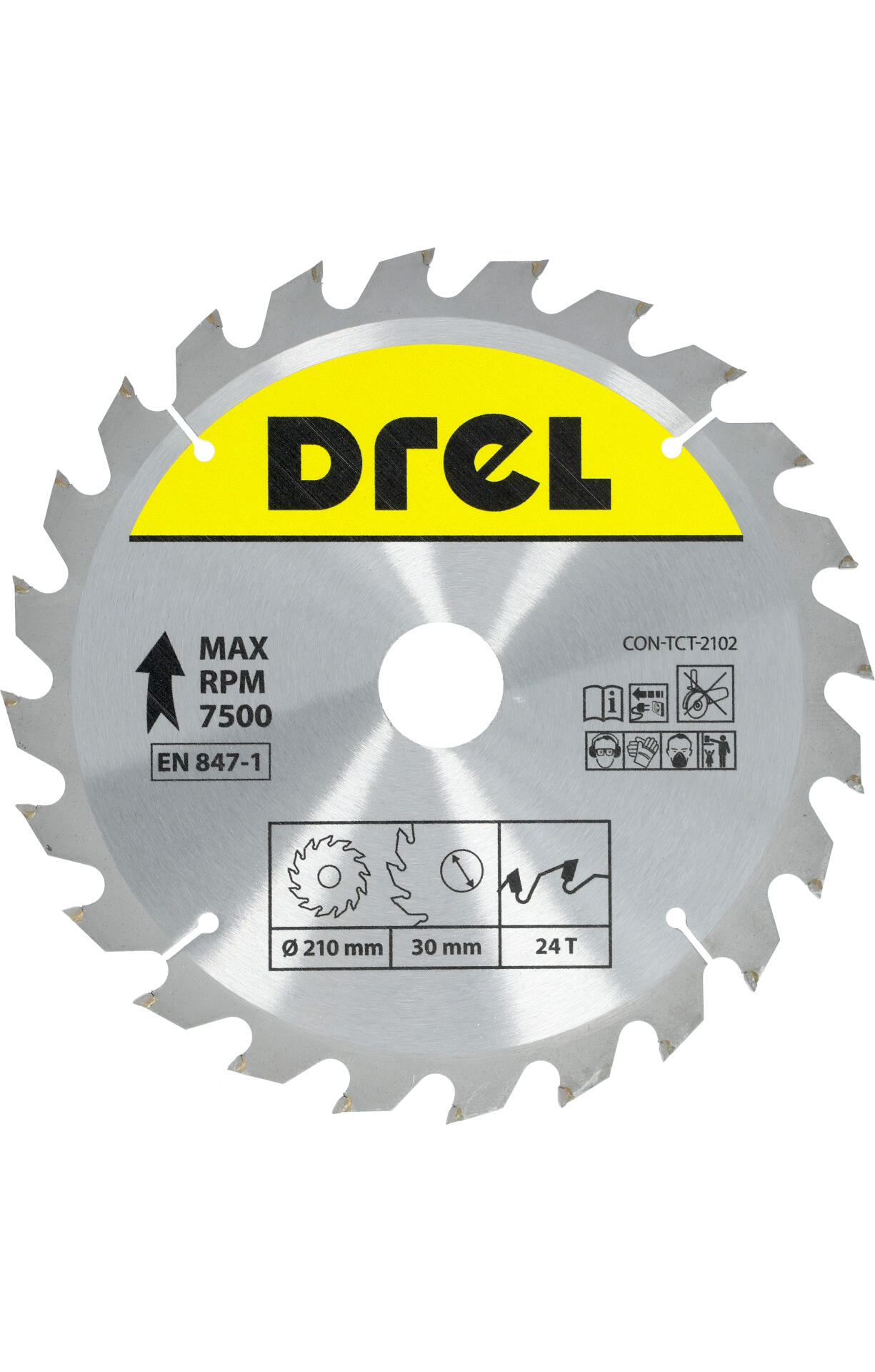 Piła widiowa do drewna 210 mm 24Z, otwór 30/20/16 mm DREL - 2
