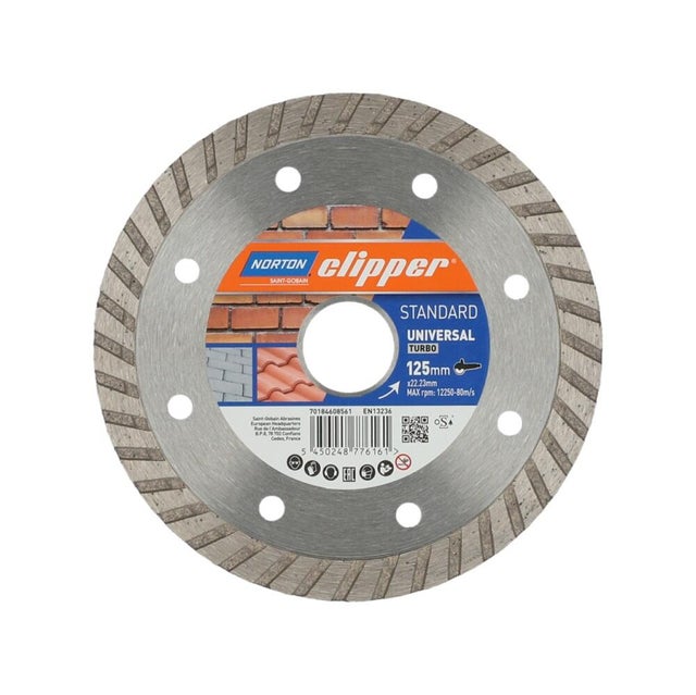 DISCO DE DIAMANTE AMOLADORA CORTE GENERAL DE OBRA BANDA CONTÍNUA TURBO 125MM CLIPPER