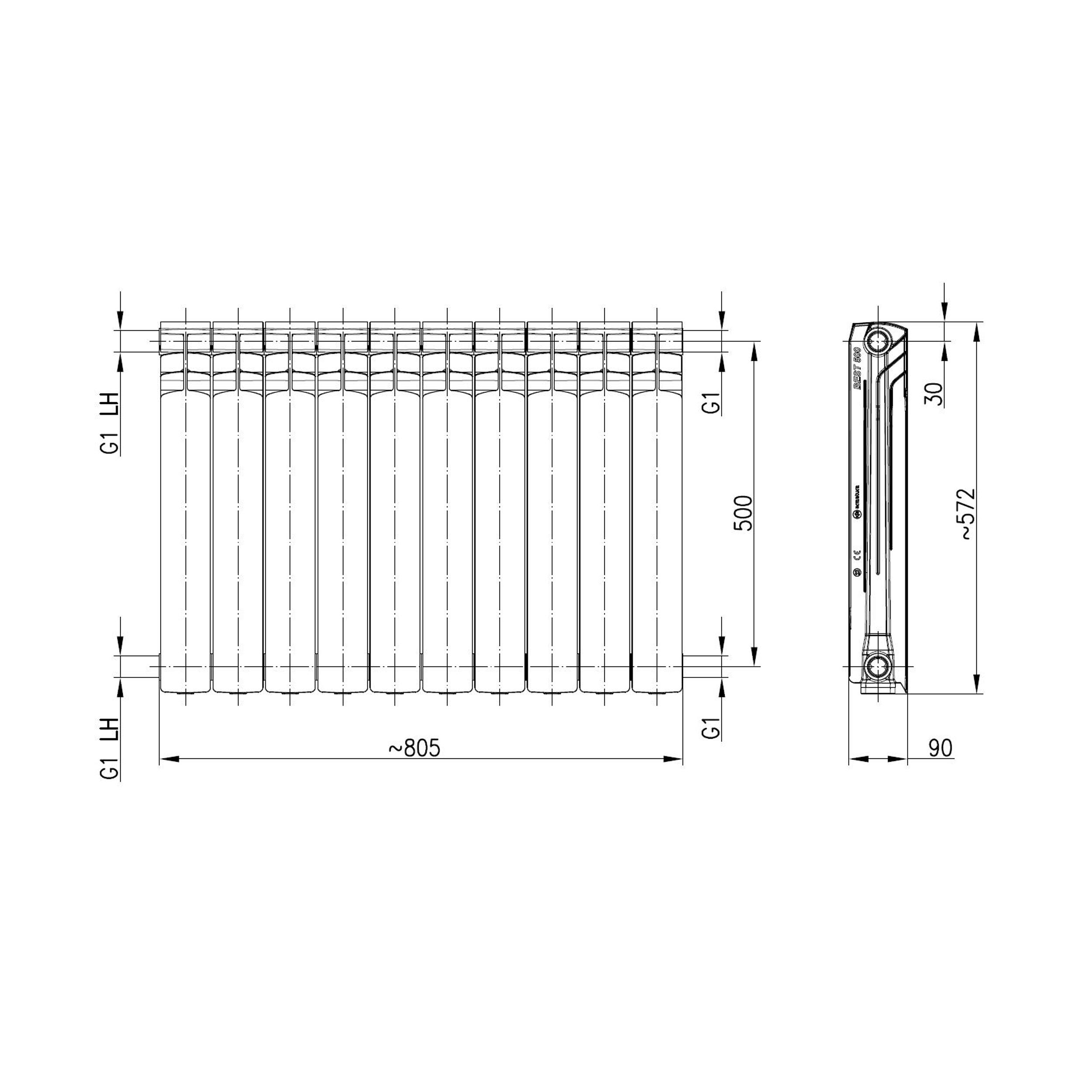 Grzejnik aluminiowy Best 500 10-elemntowy - 5