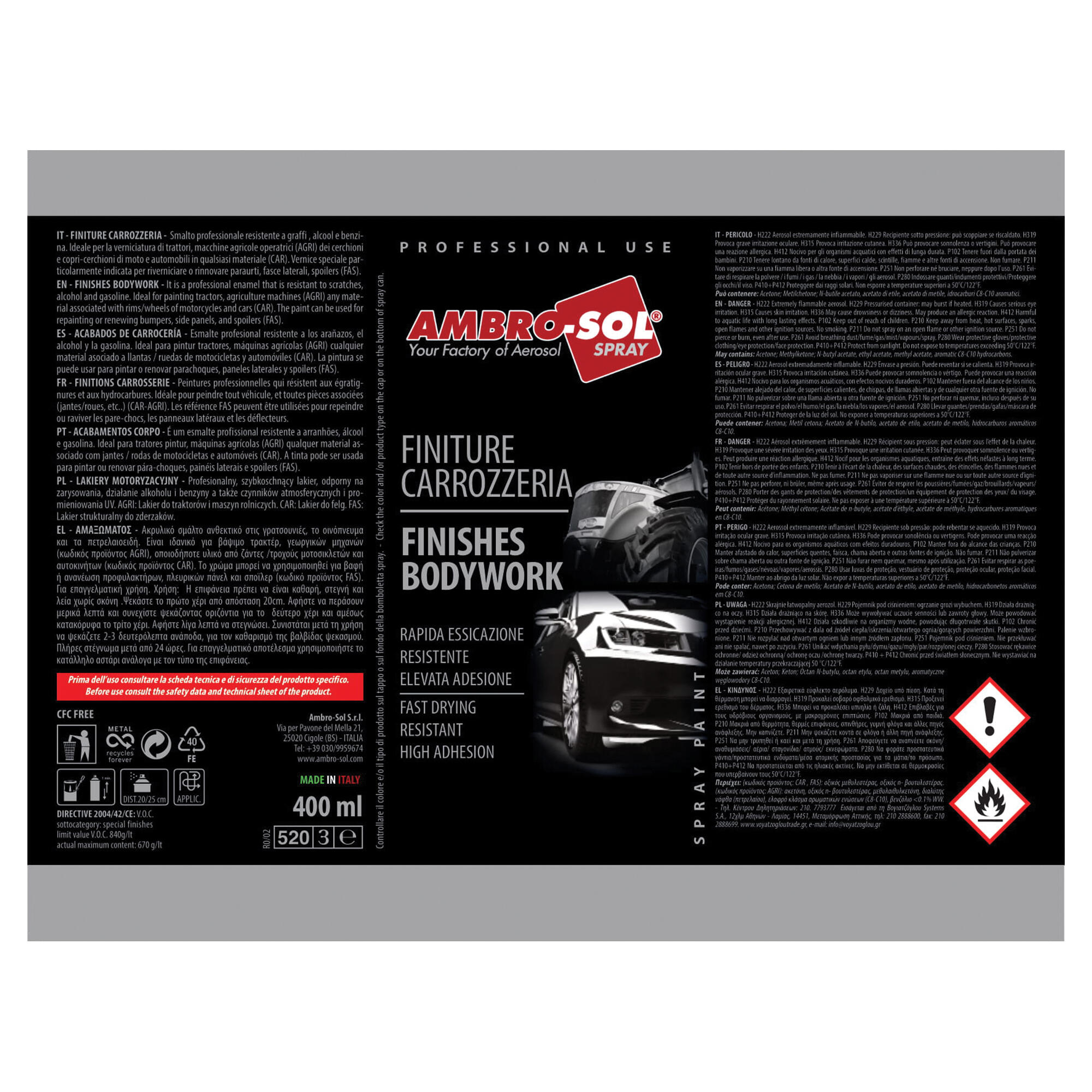 Spray do felg Ambro-Sol Finishes Bodywok srebrny 400ml - 4